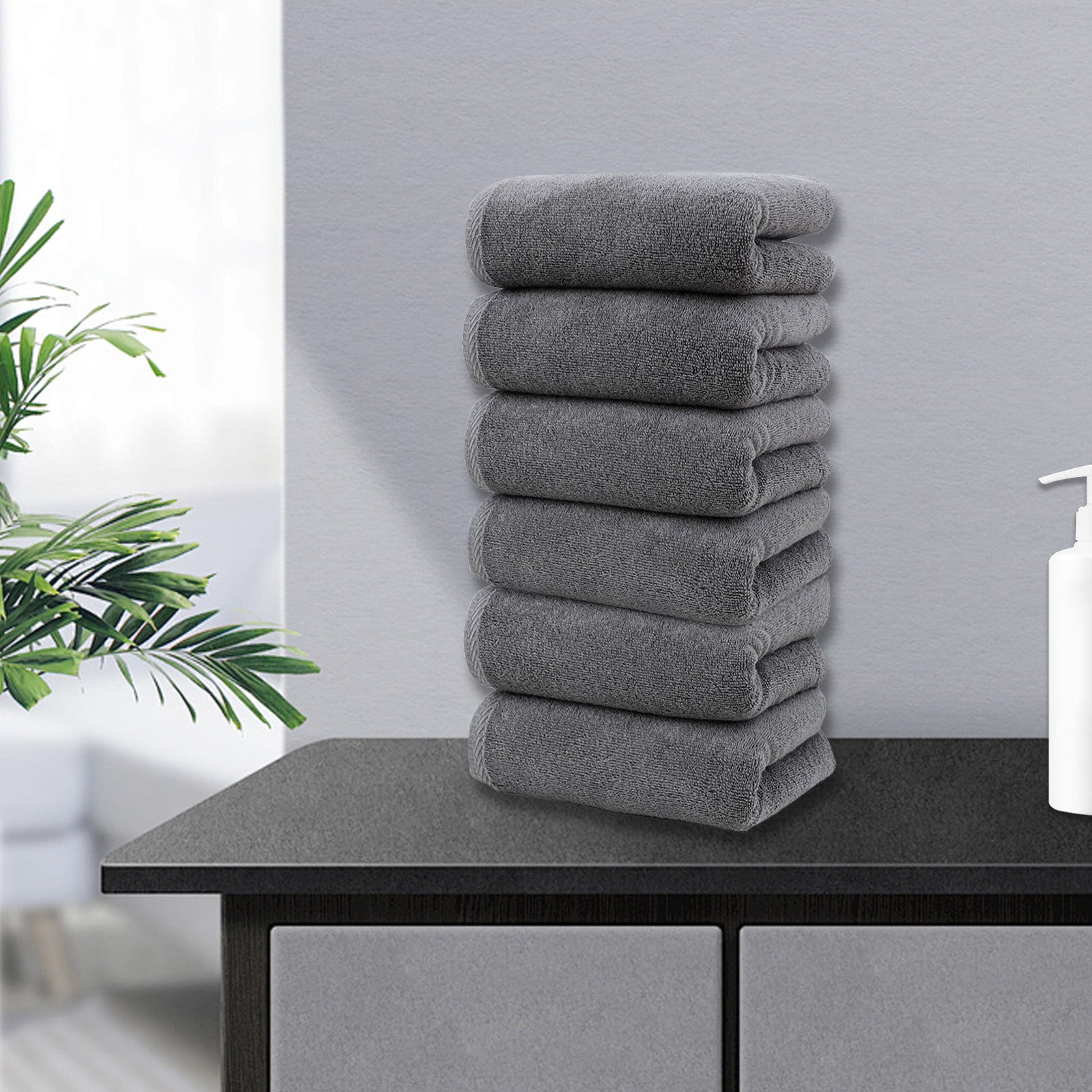 Clearance! PALIFEUR 6 Pcs Cotton Towels Soft Bath Towels, Highly Absorbent Towels for Bathroom Kitchen Gym, Quickly-Dry Towel Set, 13x30 Inch Black - Image 7
