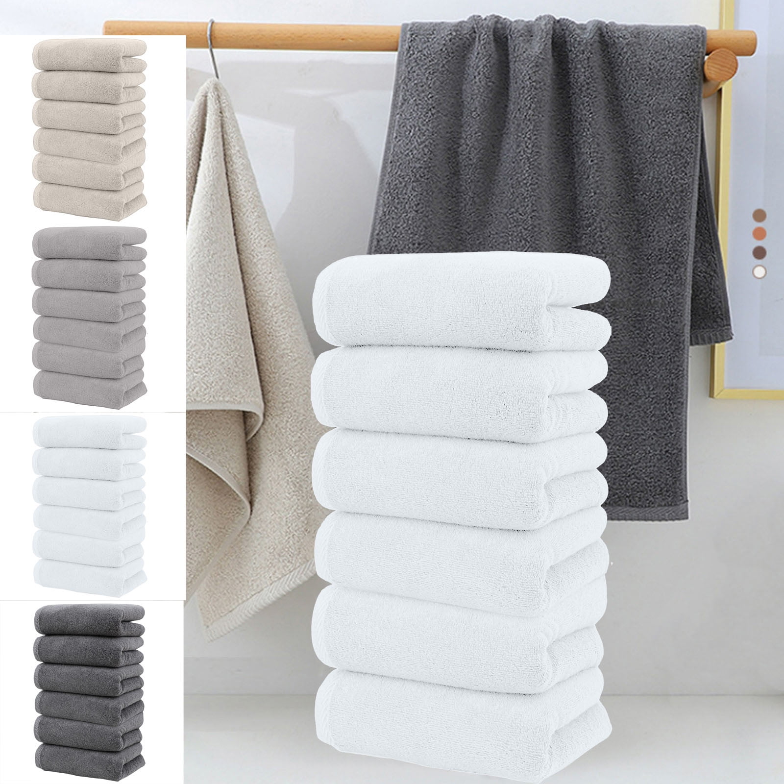 Clearance! PALIFEUR 6 Pcs Cotton Towels Soft Bath Towels, Highly Absorbent Towels for Bathroom Kitchen Gym, Quickly-Dry Towel Set, 13x30 Inch Gray - Image 1