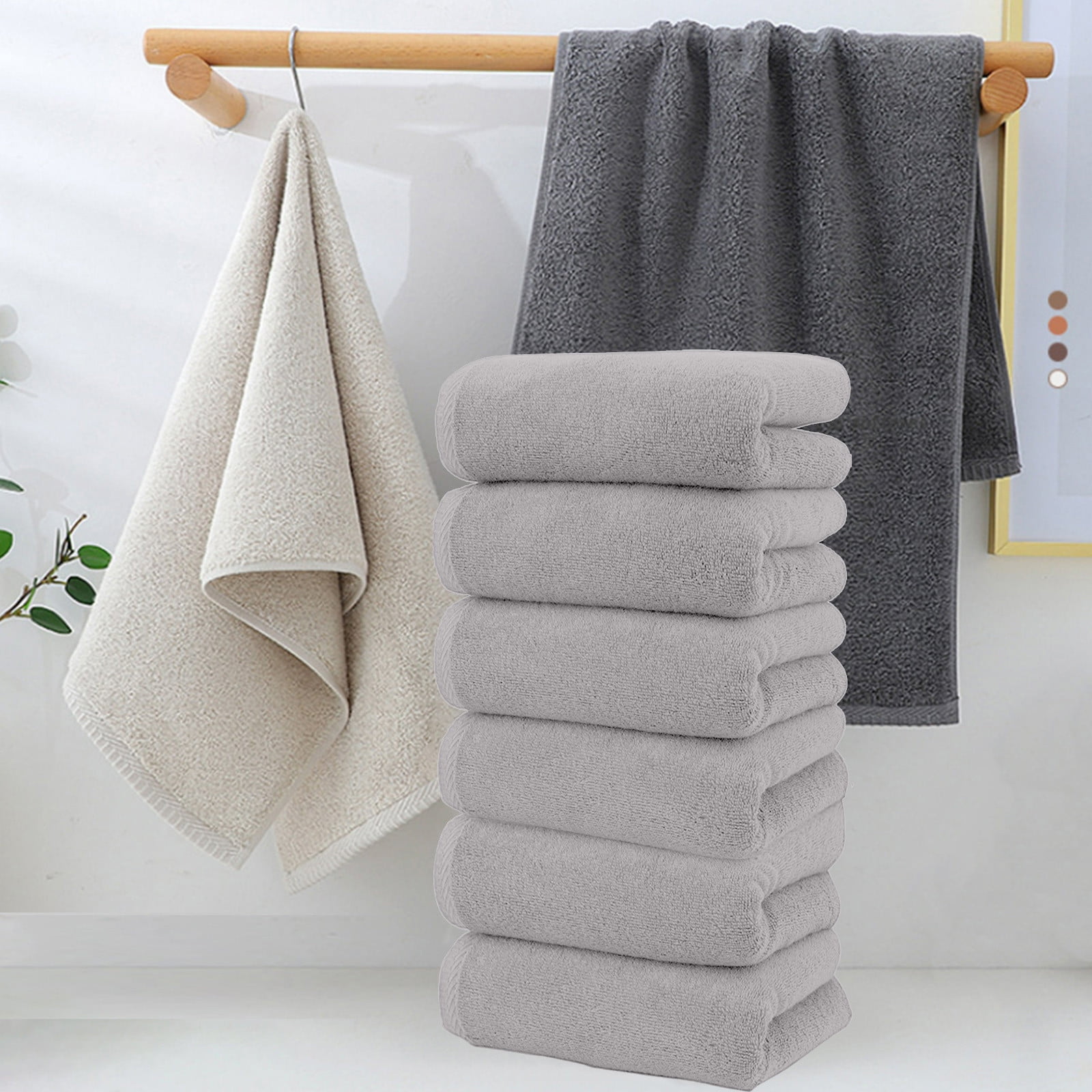 Clearance! PALIFEUR 6 Pcs Cotton Towels Soft Bath Towels, Highly Absorbent Towels for Bathroom Kitchen Gym, Quickly-Dry Towel Set, 13x30 Inch Gray - Image 5