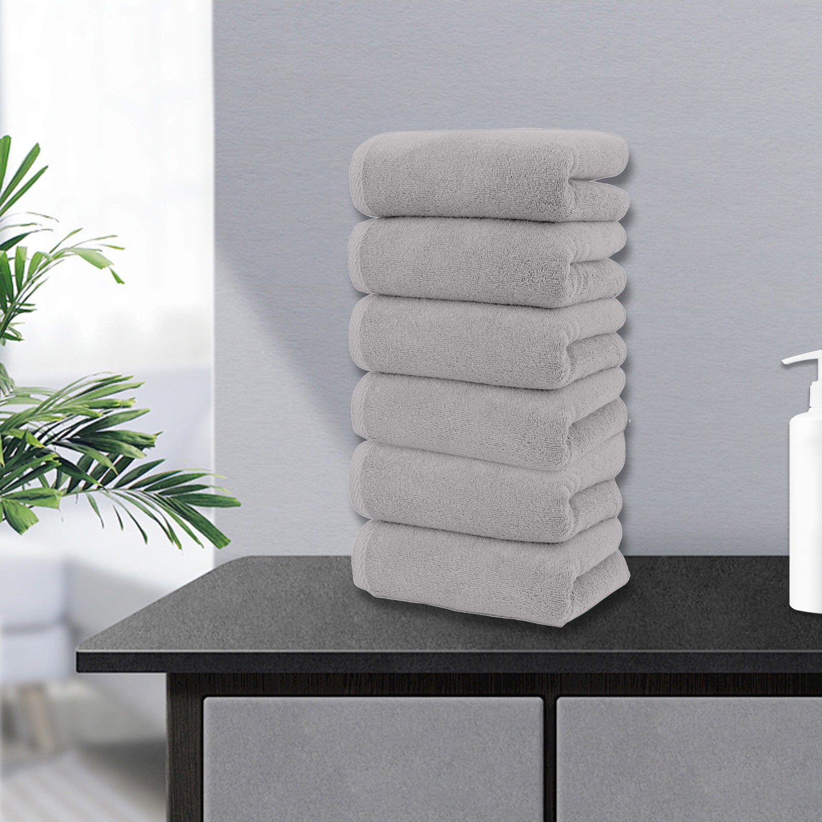 Clearance! PALIFEUR 6 Pcs Cotton Towels Soft Bath Towels, Highly Absorbent Towels for Bathroom Kitchen Gym, Quickly-Dry Towel Set, 13x30 Inch Gray - Image 7