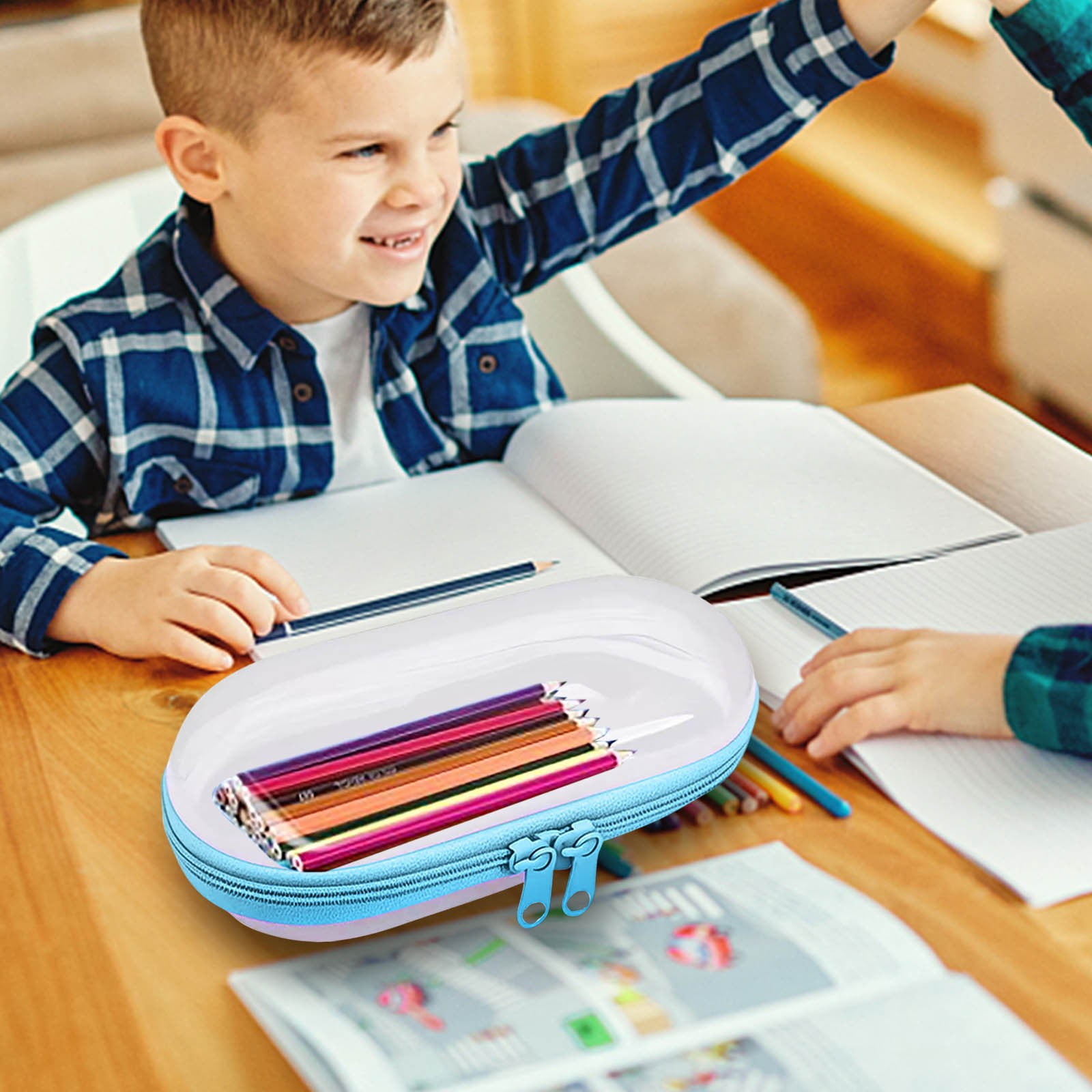 Tyidzon Pencil Pouch, Pencil Bags with Zipper, Pencil Case Pouch Storage Pens, Markers, Crayons Supplies Blue - Image 2