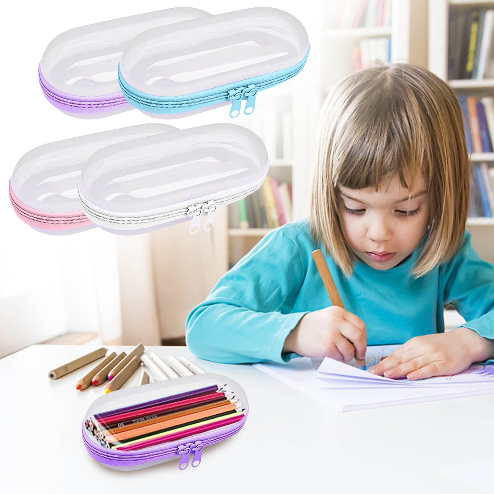 Tyidzon Pencil Pouch, Pencil Bags with Zipper, Pencil Case Pouch Storage Pens, Markers, Crayons Supplies White - Image 1