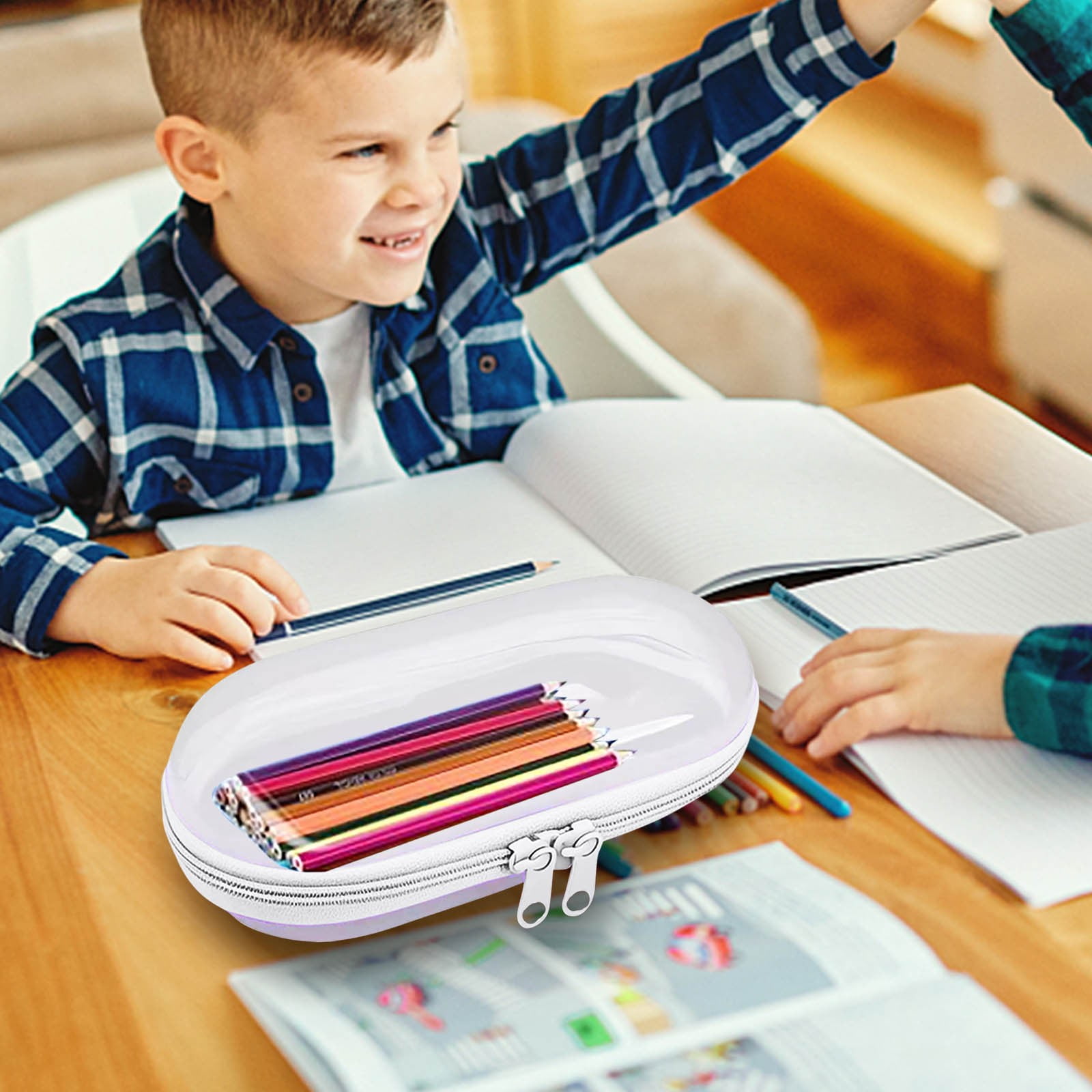 Tyidzon Pencil Pouch, Pencil Bags with Zipper, Pencil Case Pouch Storage Pens, Markers, Crayons Supplies White - Image 4