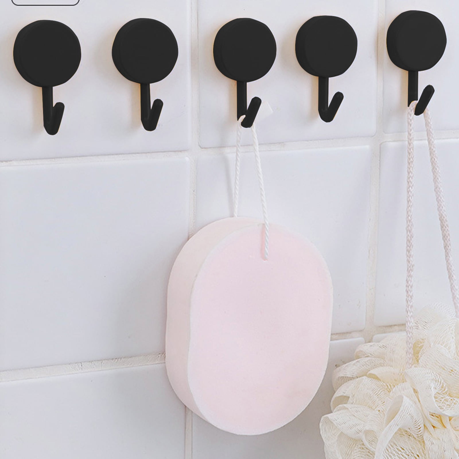 Clearance! PALIFEUR 12 Pcs Wall Hooks for Hanging, Circle Heavy Duty Hook, Self Adhesive Waterproof Transparent Towel Hooks, Adhesive Hooks for Bathroom Kitchen Home Wall Black - Image 4