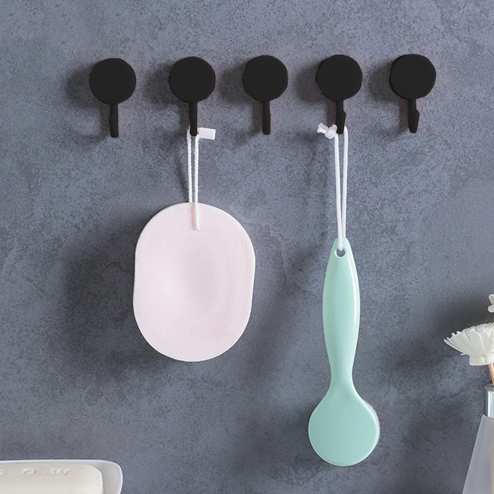 Clearance! PALIFEUR 12 Pcs Wall Hooks for Hanging, Circle Heavy Duty Hook, Self Adhesive Waterproof Transparent Towel Hooks, Adhesive Hooks for Bathroom Kitchen Home Wall Black - Image 7