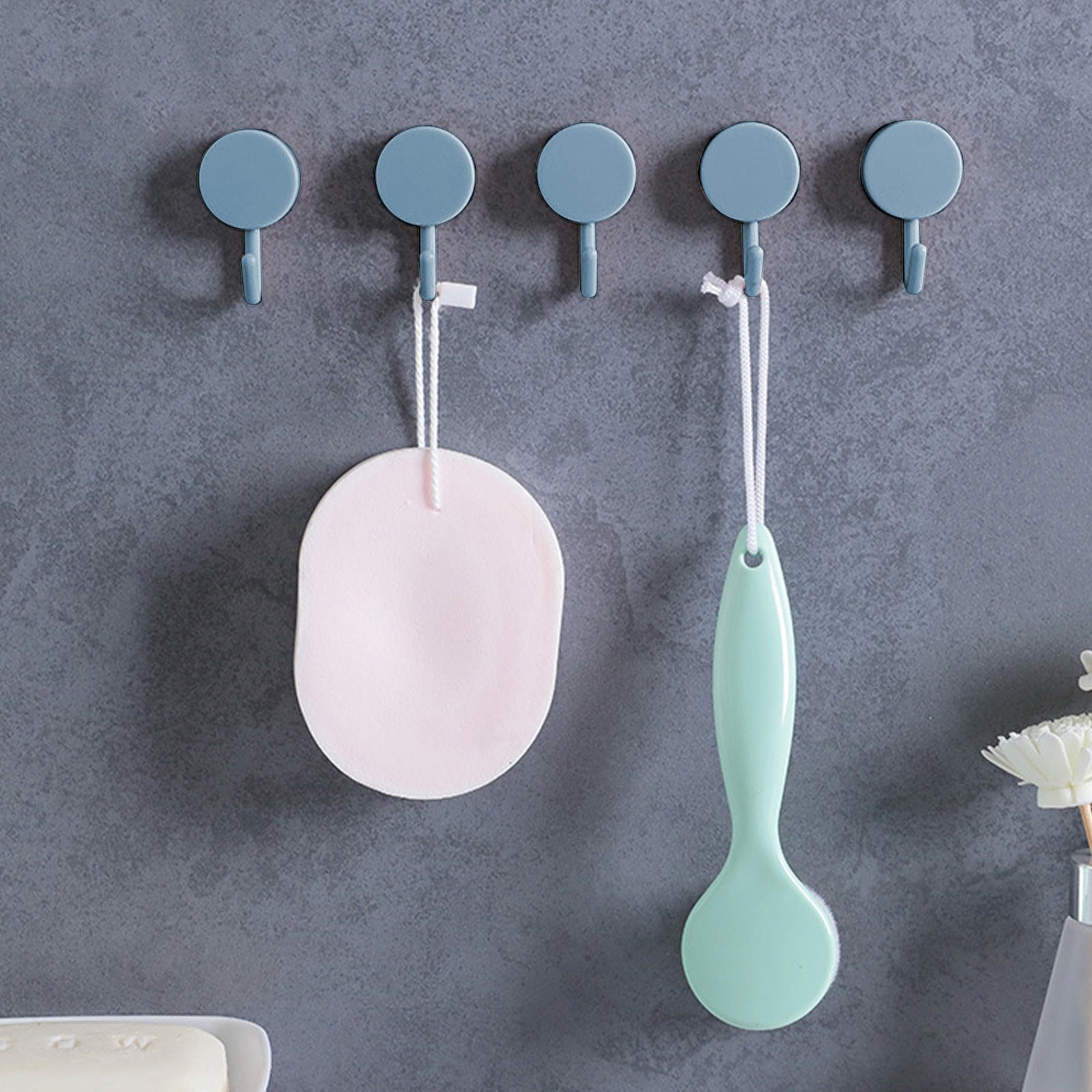 Clearance! PALIFEUR 12 Pcs Wall Hooks for Hanging, Circle Heavy Duty Hook, Self Adhesive Waterproof Transparent Towel Hooks, Adhesive Hooks for Bathroom Kitchen Home Wall White - Image 2