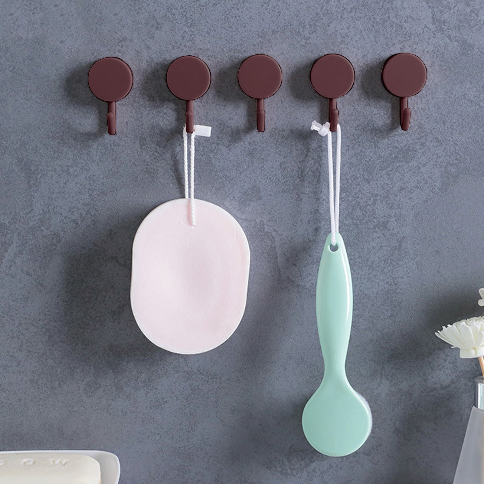 Clearance! PALIFEUR 12 Pcs Wall Hooks for Hanging, Circle Heavy Duty Hook, Self Adhesive Waterproof Transparent Towel Hooks, Adhesive Hooks for Bathroom Kitchen Home Wall Wine - Image 5