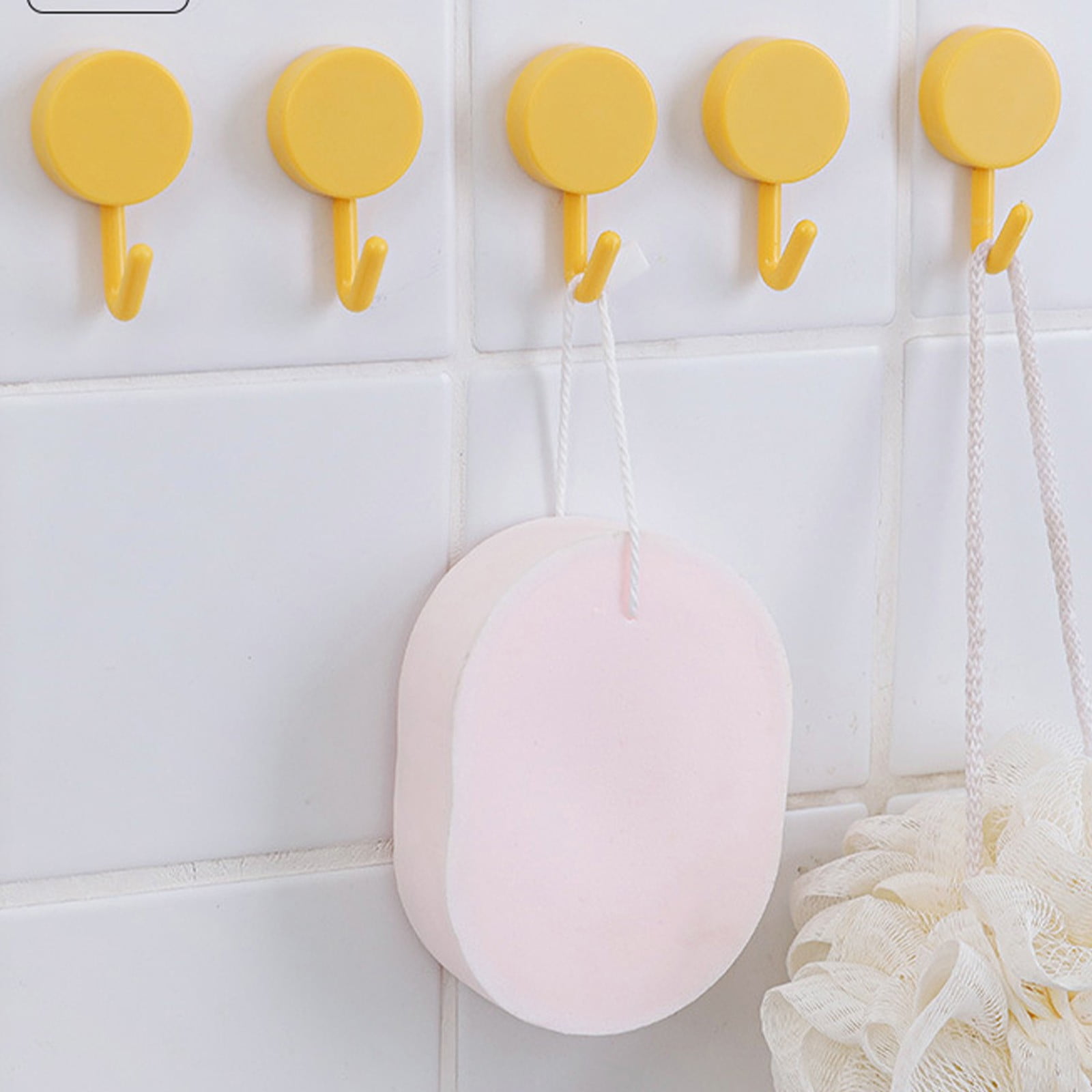 Clearance! PALIFEUR 12 Pcs Wall Hooks for Hanging, Circle Heavy Duty Hook, Self Adhesive Waterproof Transparent Towel Hooks, Adhesive Hooks for Bathroom Kitchen Home Wall Yellow - Image 4