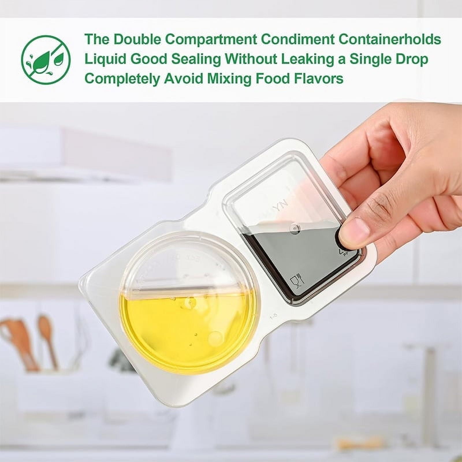 PALIFEUR 5 PCS Snack Containers Disposable Double Compartment Plastic Container, Reusable Snack Containers with Lids Travel Mini Snack Pack Containers for Condiments, Candy, Dip 20pc - Image 5
