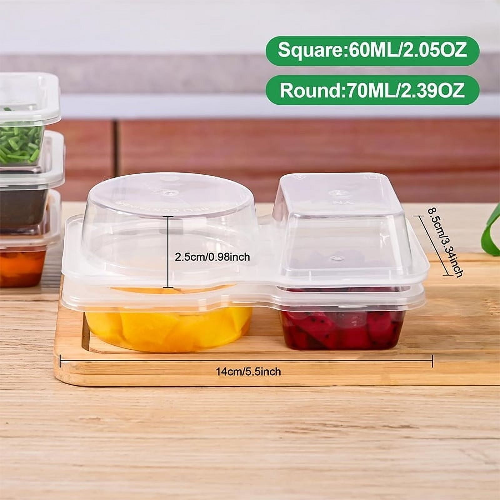 PALIFEUR 5 PCS Snack Containers Disposable Double Compartment Plastic Container, Reusable Snack Containers with Lids Travel Mini Snack Pack Containers for Condiments, Candy, Dip 20pc - Image 6