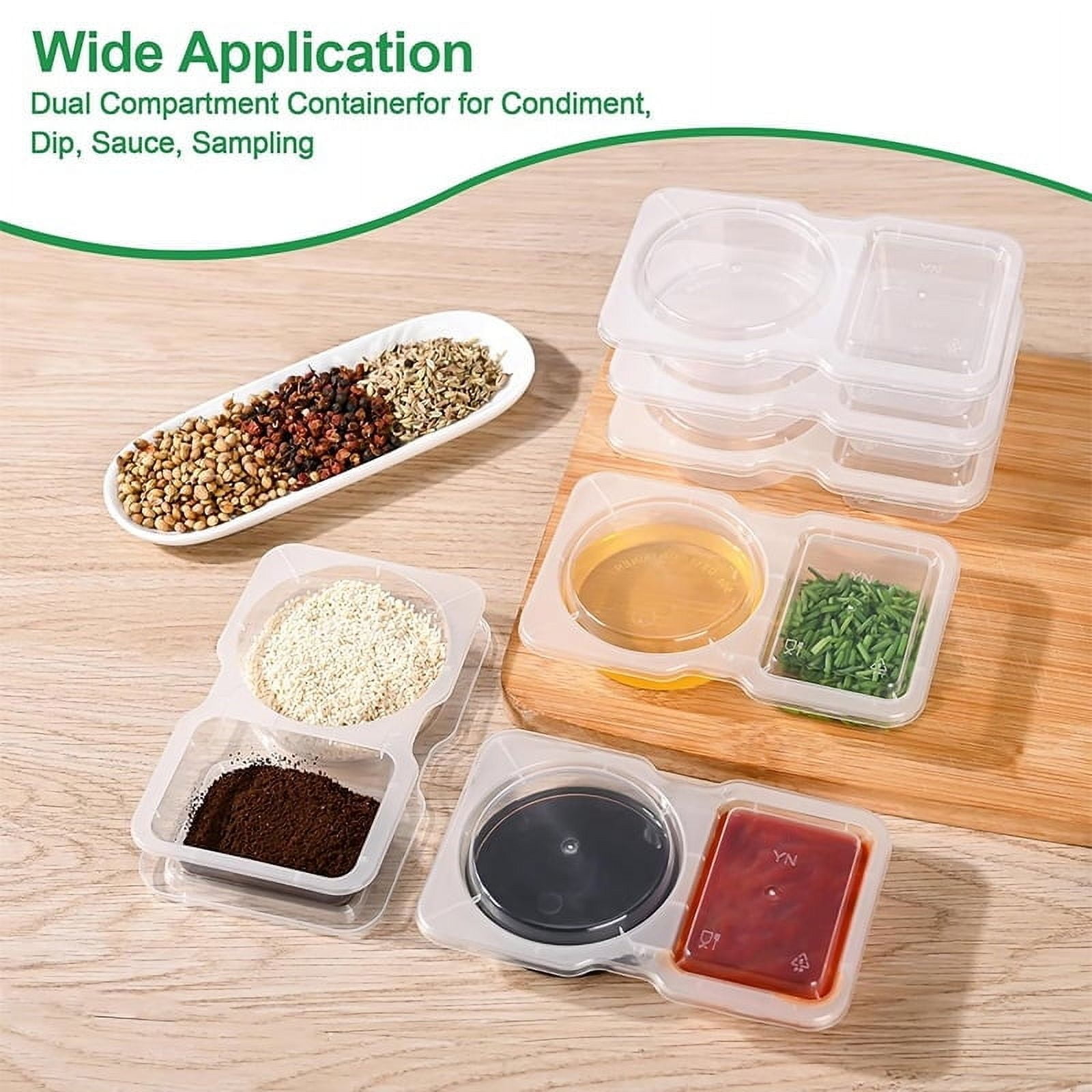 PALIFEUR 5 PCS Snack Containers Disposable Double Compartment Plastic Container, Reusable Snack Containers with Lids Travel Mini Snack Pack Containers for Condiments, Candy, Dip 20pc - Image 7