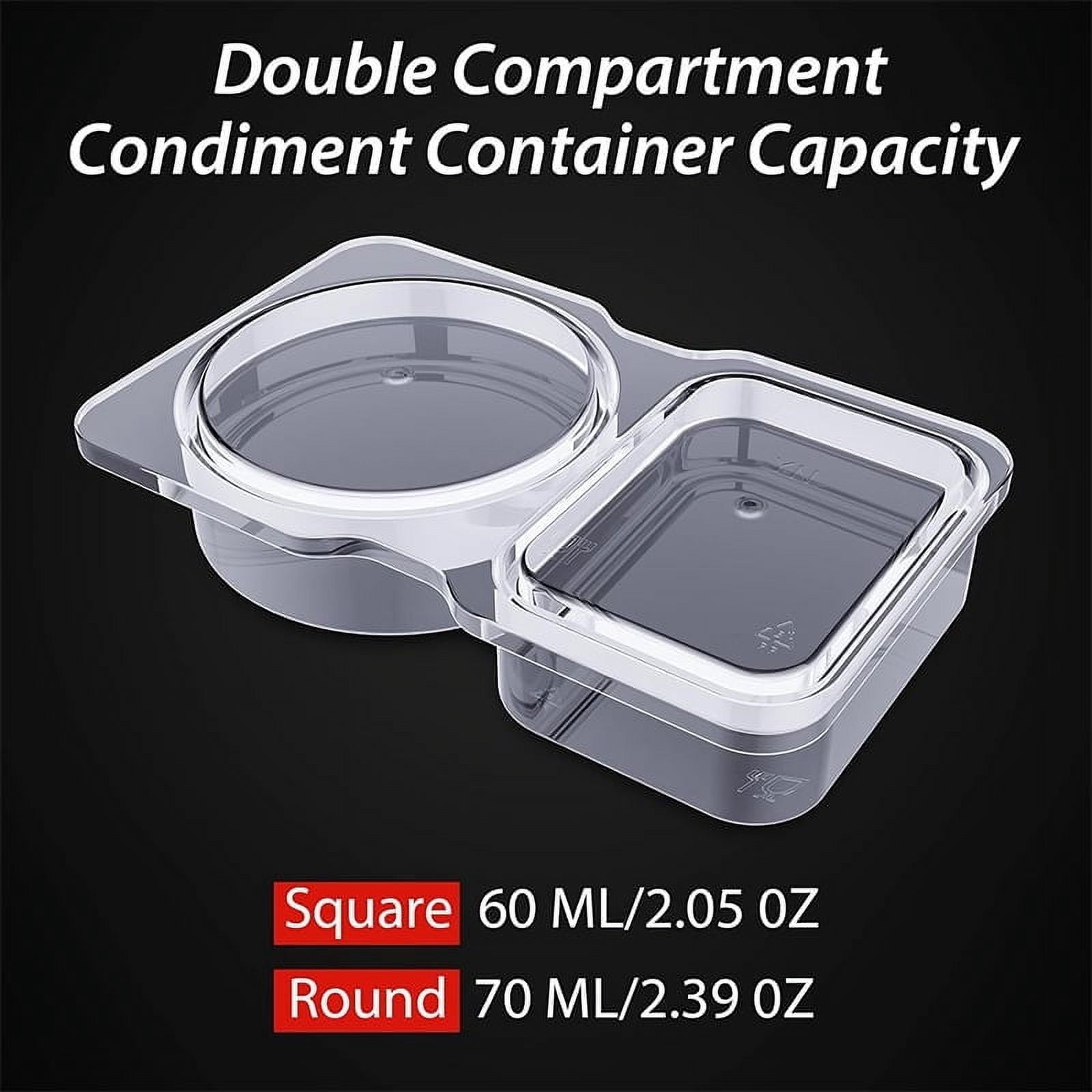 PALIFEUR 5 PCS Snack Containers Disposable Double Compartment Plastic Container, Reusable Snack Containers with Lids Travel Mini Snack Pack Containers for Condiments, Candy, Dip 20pc - Image 8