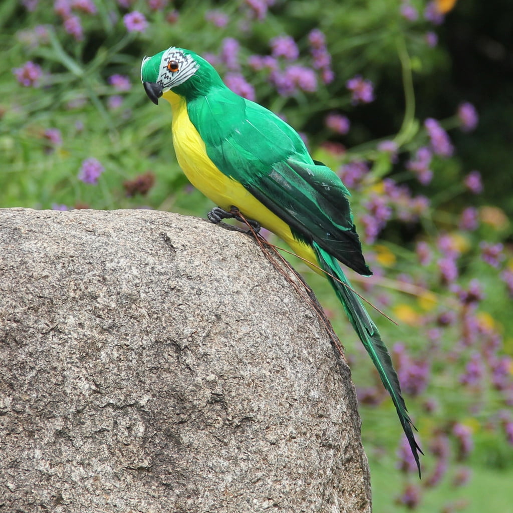 PALIFEUR Fake Parrot, 10 x 0.4 Inch Realistic Artificial Birds Model, Fade Birds for Garden Patio Yard Lawns Tropical Tree Wall, Decorative Birds Green - Image 5
