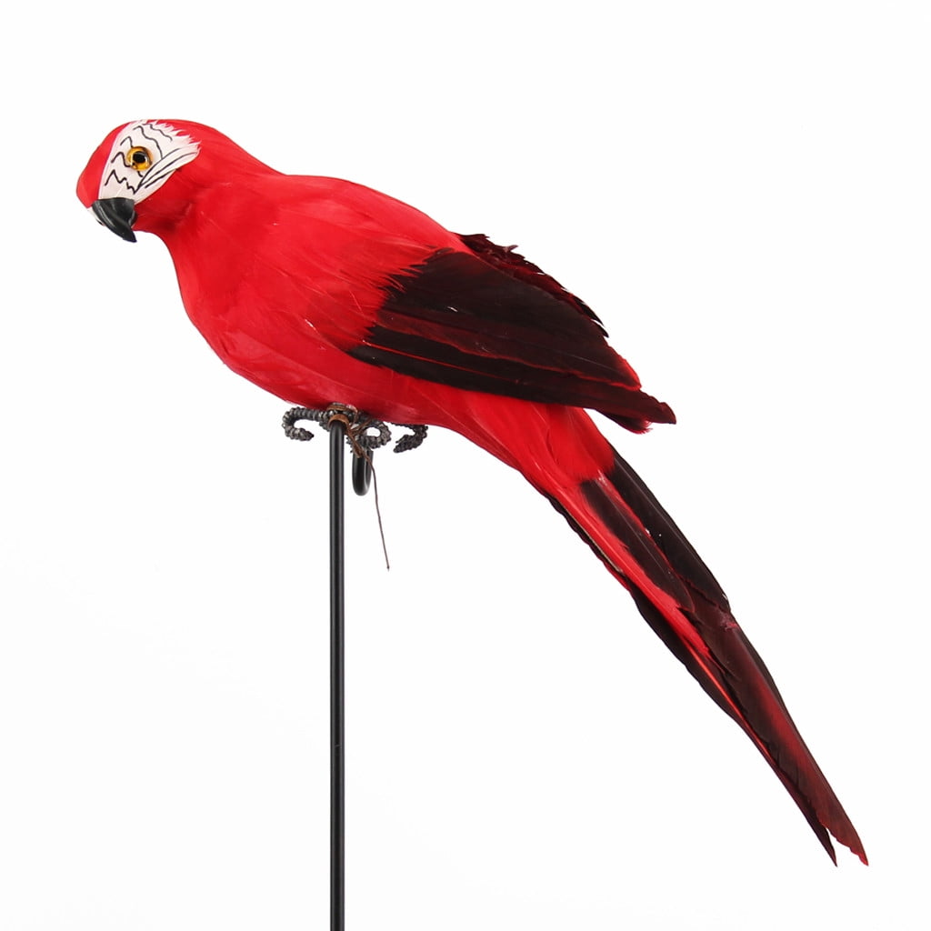 PALIFEUR Fake Parrot, 10 x 0.4 Inch Realistic Artificial Birds Model, Fade Birds for Garden Patio Yard Lawns Tropical Tree Wall, Decorative Birds Red - Image 3
