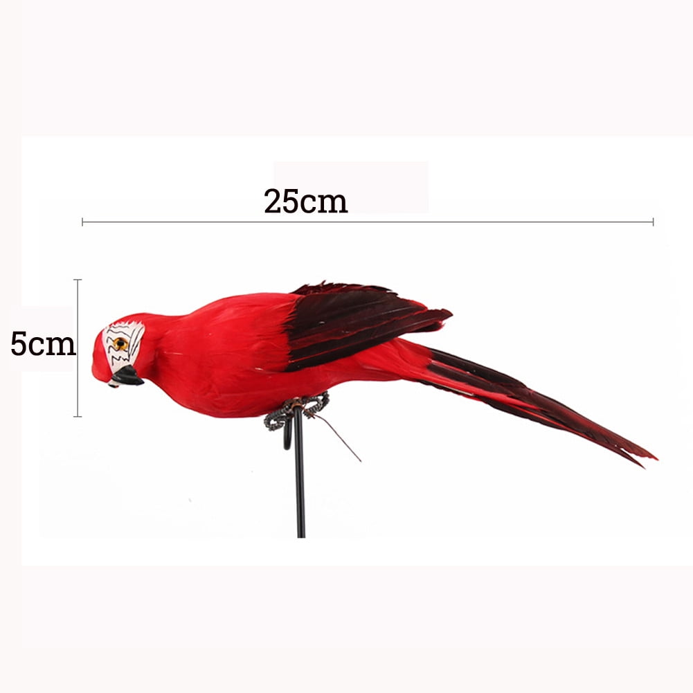 PALIFEUR Fake Parrot, 10 x 0.4 Inch Realistic Artificial Birds Model, Fade Birds for Garden Patio Yard Lawns Tropical Tree Wall, Decorative Birds Red - Image 4