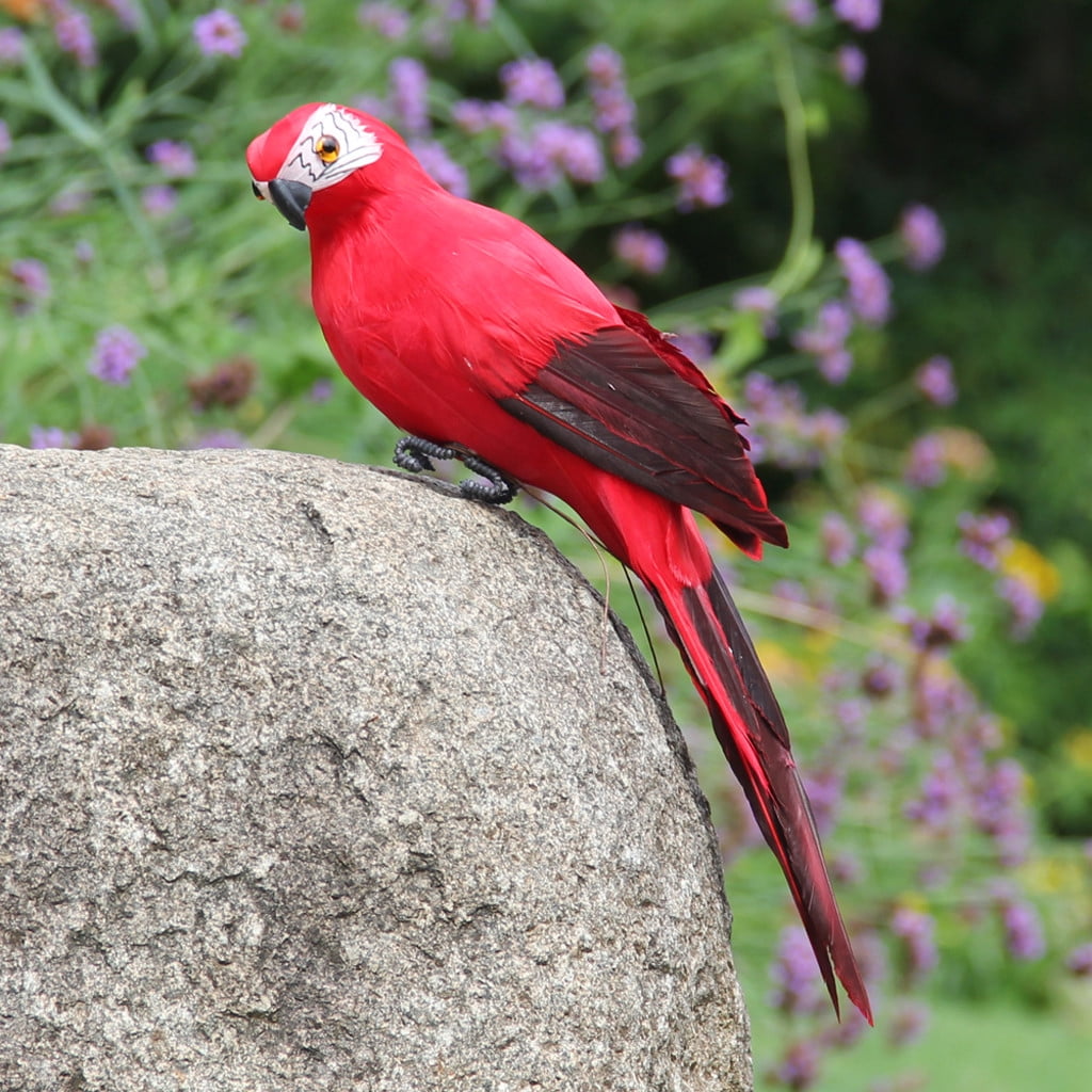 PALIFEUR Fake Parrot, 10 x 0.4 Inch Realistic Artificial Birds Model, Fade Birds for Garden Patio Yard Lawns Tropical Tree Wall, Decorative Birds Red - Image 5