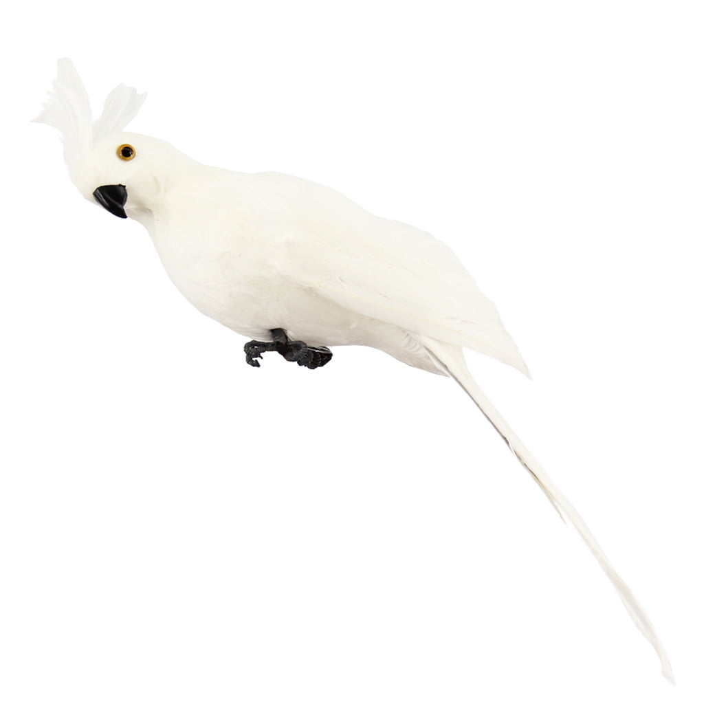 PALIFEUR Fake Parrot, 10 x 0.4 Inch Realistic Artificial Birds Model, Fade Birds for Garden Patio Yard Lawns Tropical Tree Wall, Decorative Birds White - Image 2