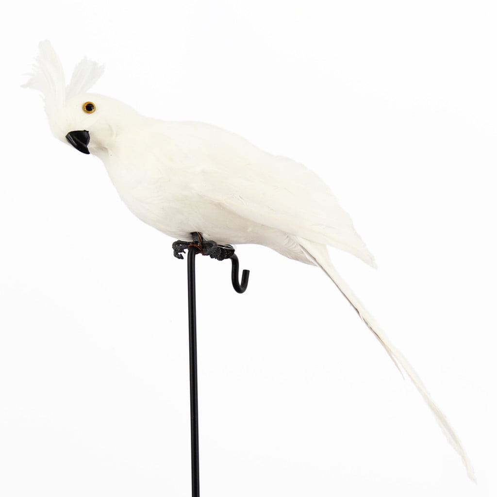 PALIFEUR Fake Parrot, 10 x 0.4 Inch Realistic Artificial Birds Model, Fade Birds for Garden Patio Yard Lawns Tropical Tree Wall, Decorative Birds White - Image 3