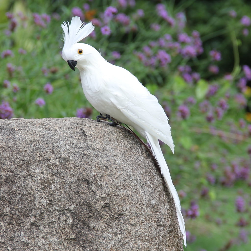 PALIFEUR Fake Parrot, 10 x 0.4 Inch Realistic Artificial Birds Model, Fade Birds for Garden Patio Yard Lawns Tropical Tree Wall, Decorative Birds White - Image 4