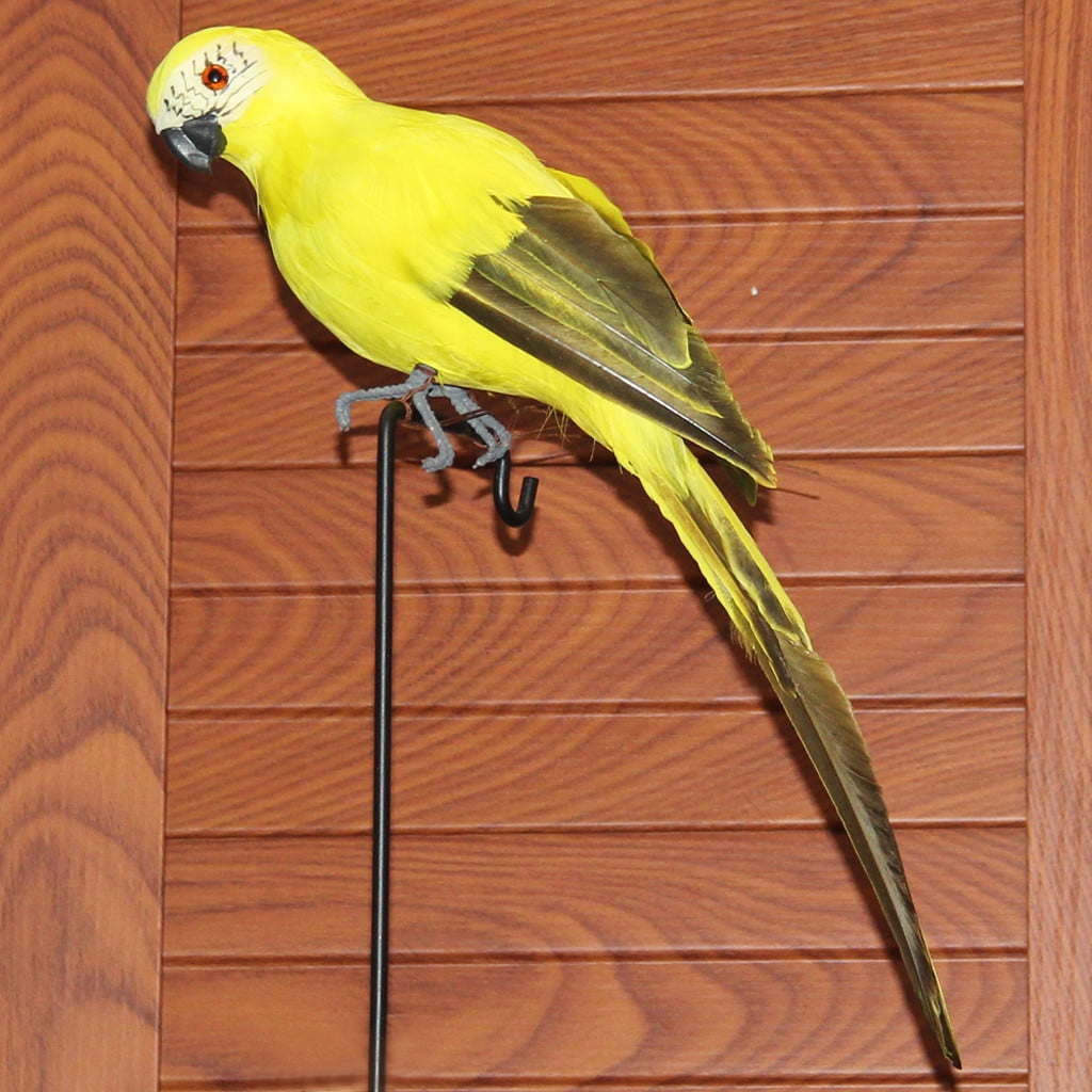 PALIFEUR Fake Parrot, 10 x 0.4 Inch Realistic Artificial Birds Model, Fade Birds for Garden Patio Yard Lawns Tropical Tree Wall, Decorative Birds Yellow - Image 2
