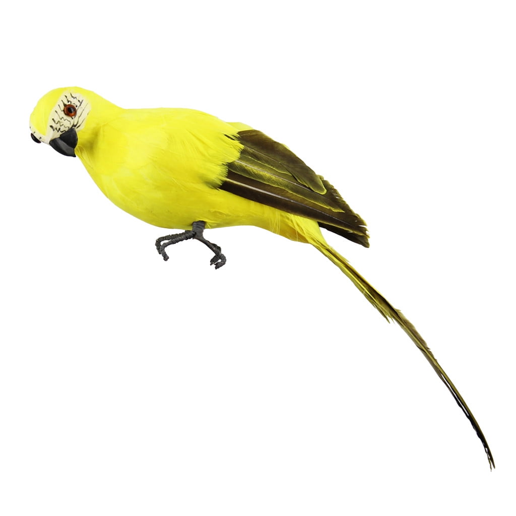 PALIFEUR Fake Parrot, 10 x 0.4 Inch Realistic Artificial Birds Model, Fade Birds for Garden Patio Yard Lawns Tropical Tree Wall, Decorative Birds Yellow - Image 3