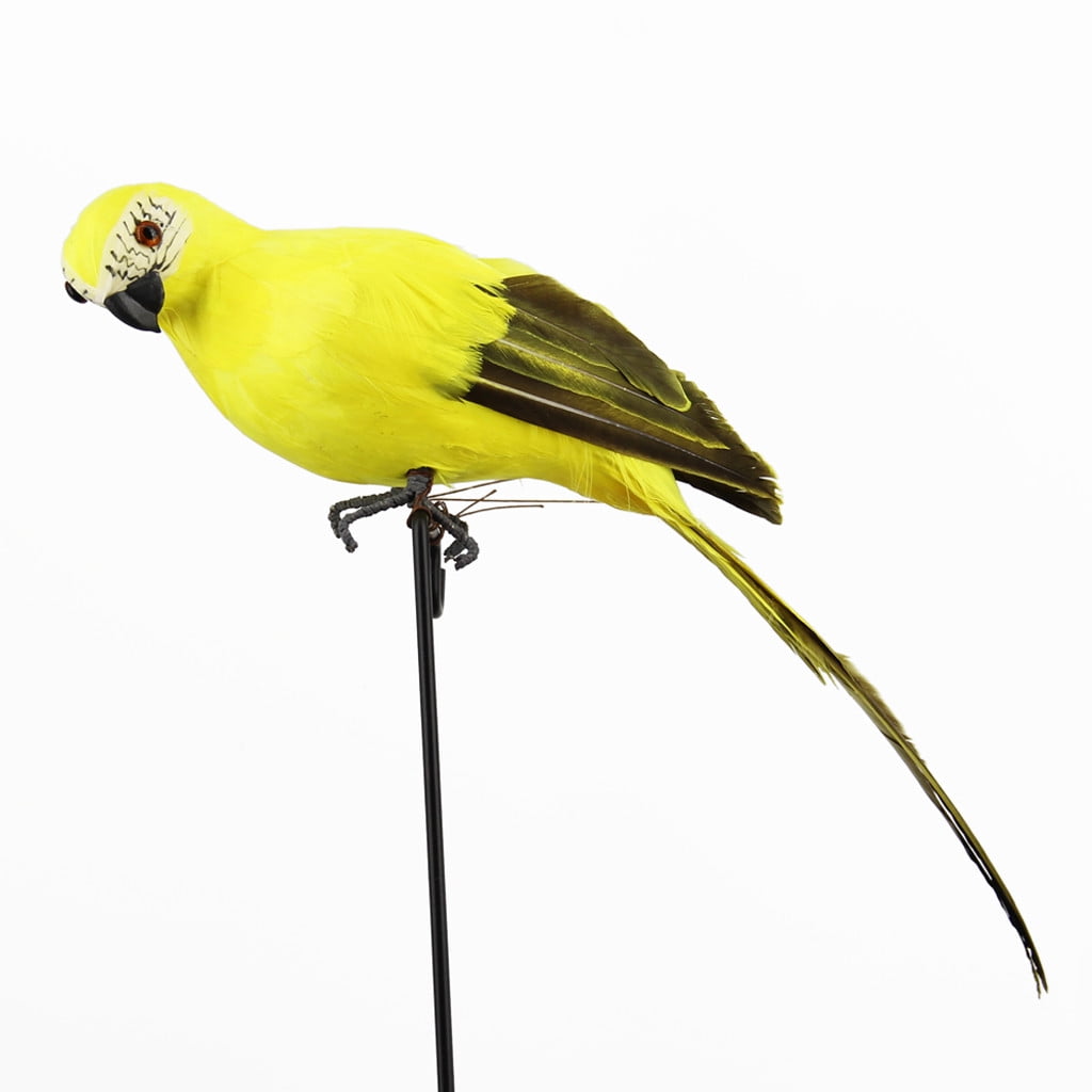 PALIFEUR Fake Parrot, 10 x 0.4 Inch Realistic Artificial Birds Model, Fade Birds for Garden Patio Yard Lawns Tropical Tree Wall, Decorative Birds Yellow - Image 4