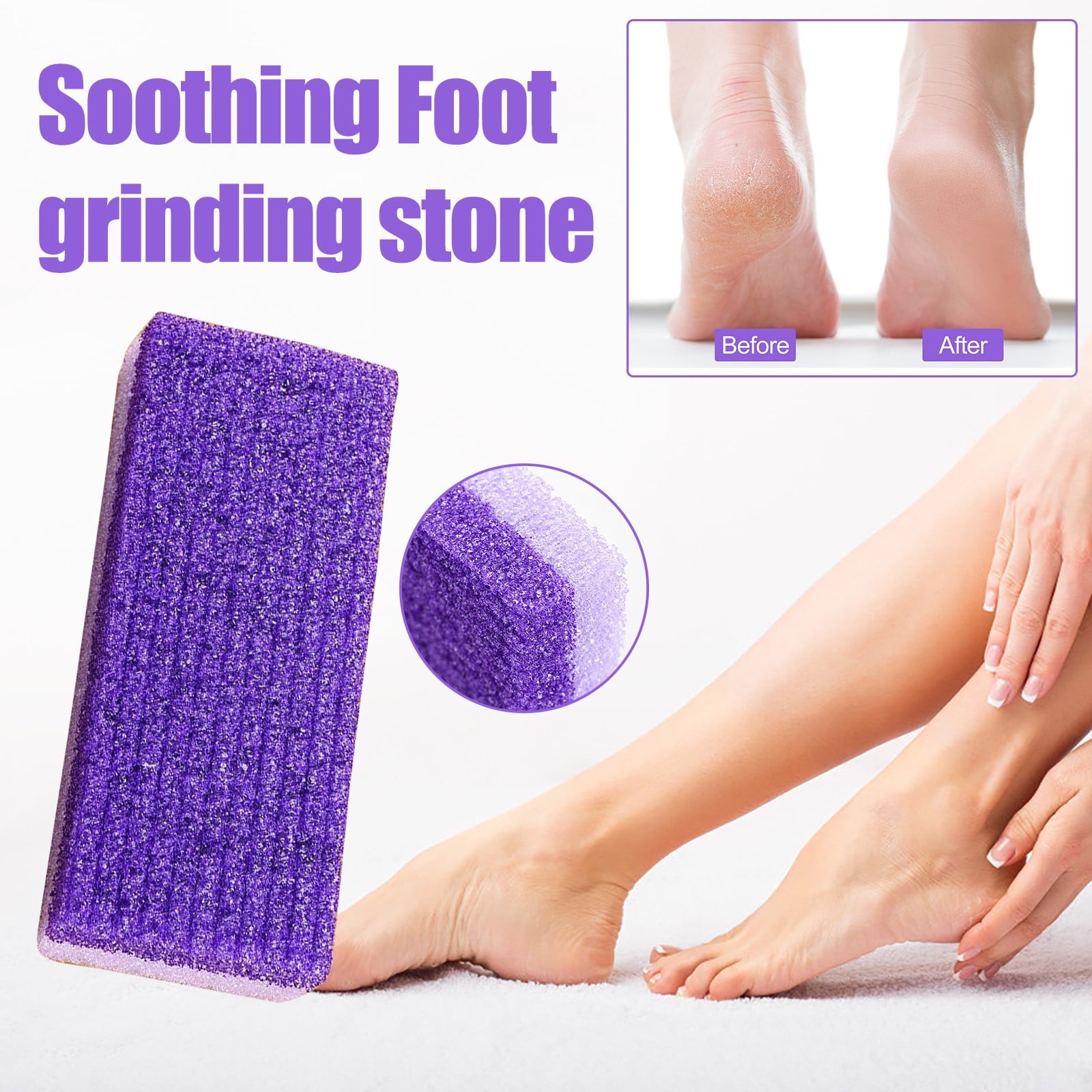 Clearance! PALIFEUR 2-Pack Foot Pumice Stone For Foot Callus Remover, Professional Pumice Stone for Feet Cracked Heel Dead Skin Remove 2 Sided Pedicure Tools Purple - Image 1