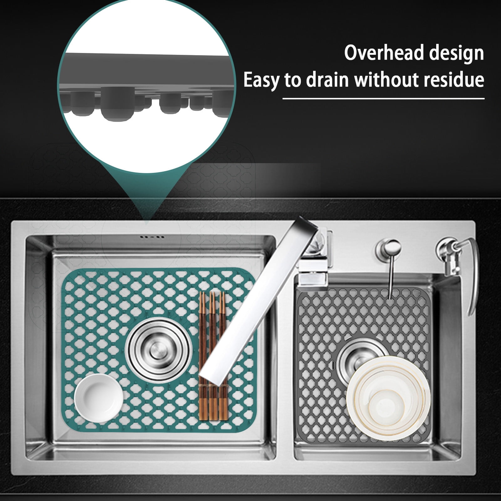 PALIFEUR Sink Protectors for Kitchen Sink, Silicone Kitchen Sink Mat, 13.6
