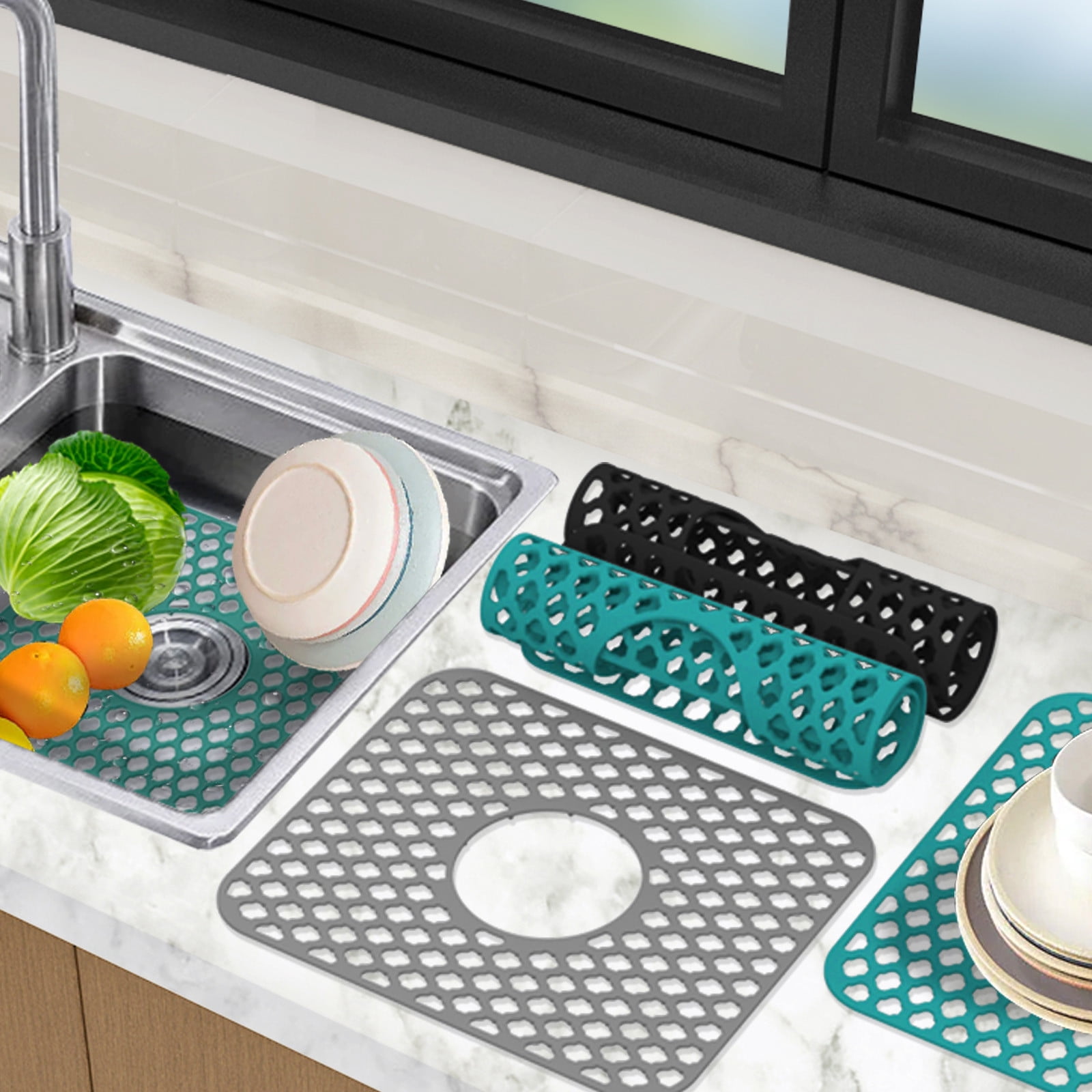 PALIFEUR Sink Protectors for Kitchen Sink, Silicone Kitchen Sink Mat, 13.6