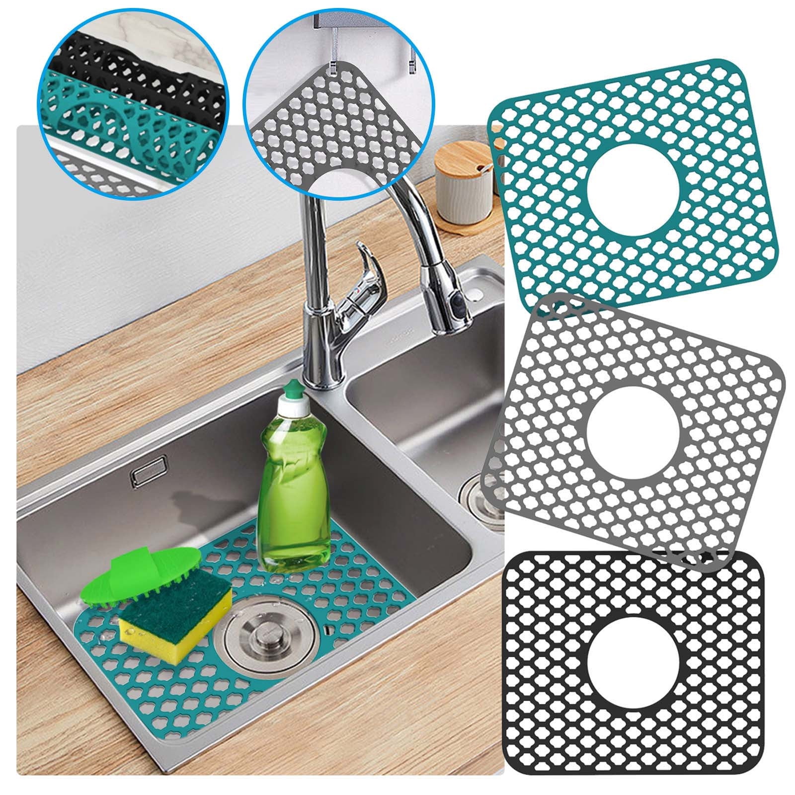 PALIFEUR Sink Protectors for Kitchen Sink, Silicone Kitchen Sink Mat, 13.6