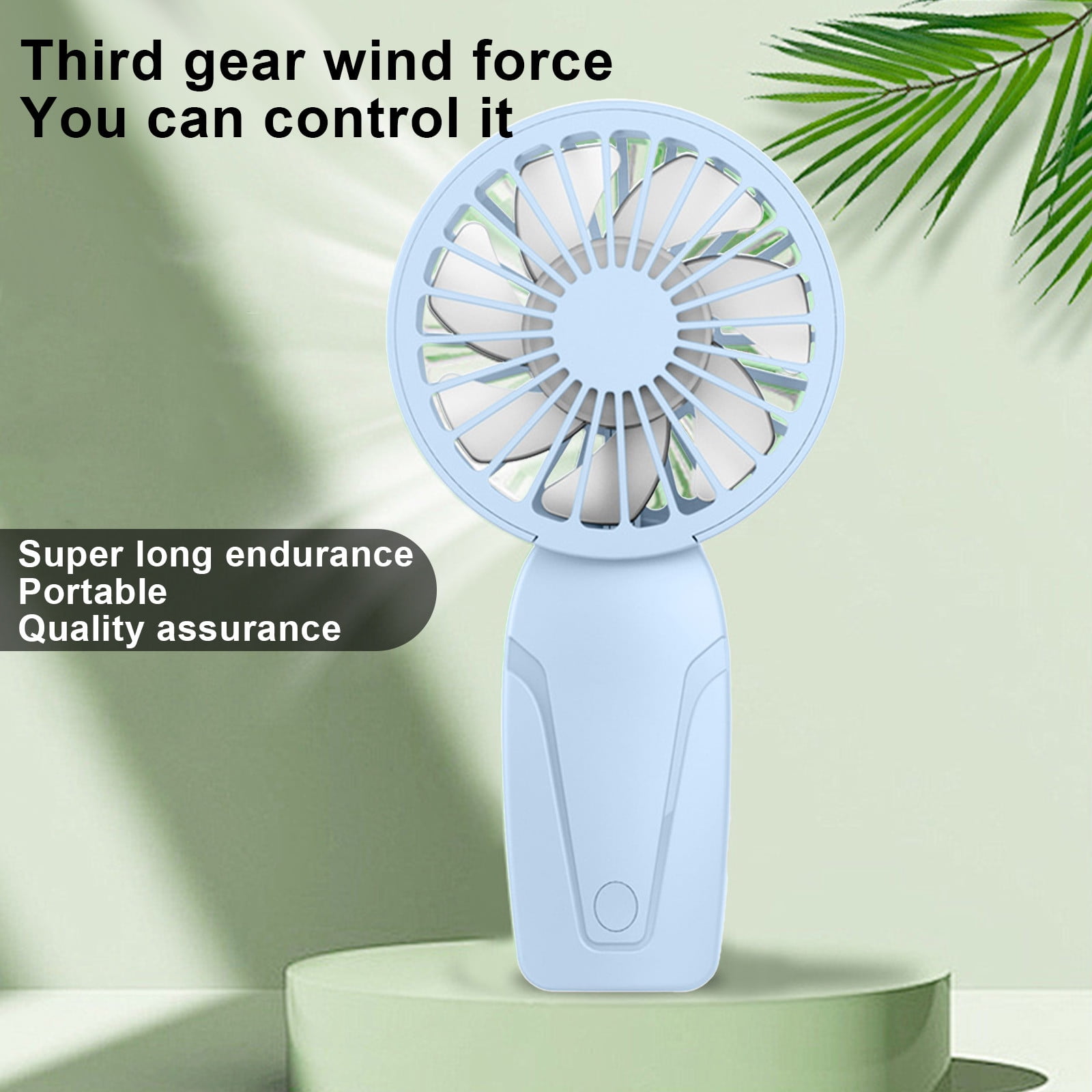 PALIFEUR Mini Handheld Fan, Cute Lightweight Portable Fan, USB Charging Mini Fan for Girl & Women Summer Gift, 3 Speed Small Hand Fan for Travel School Home Beach, 5.9x2.95 Inch Blue - Image 4