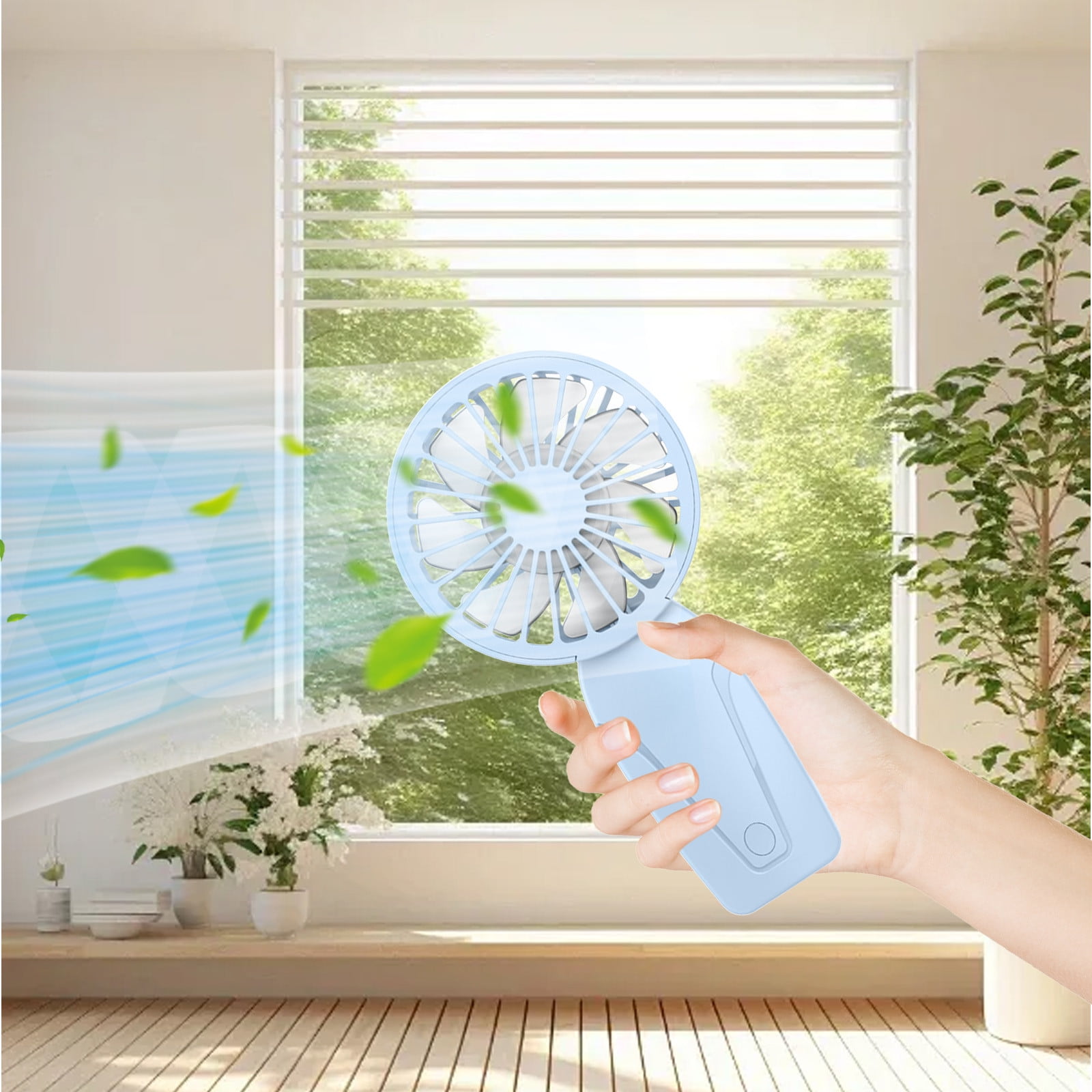 PALIFEUR Mini Handheld Fan, Cute Lightweight Portable Fan, USB Charging Mini Fan for Girl & Women Summer Gift, 3 Speed Small Hand Fan for Travel School Home Beach, 5.9x2.95 Inch Blue - Image 7