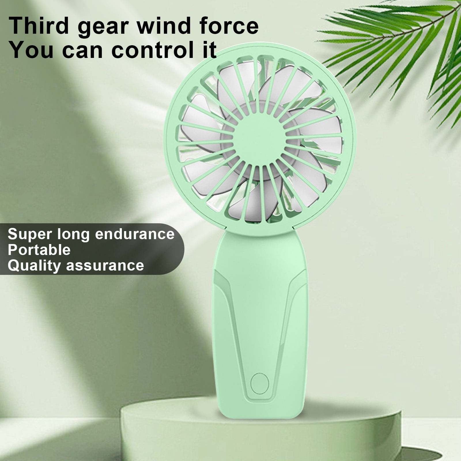 PALIFEUR Mini Handheld Fan, Cute Lightweight Portable Fan, USB Charging Mini Fan for Girl & Women Summer Gift, 3 Speed Small Hand Fan for Travel School Home Beach, 5.9x2.95 Inch Green - Image 4