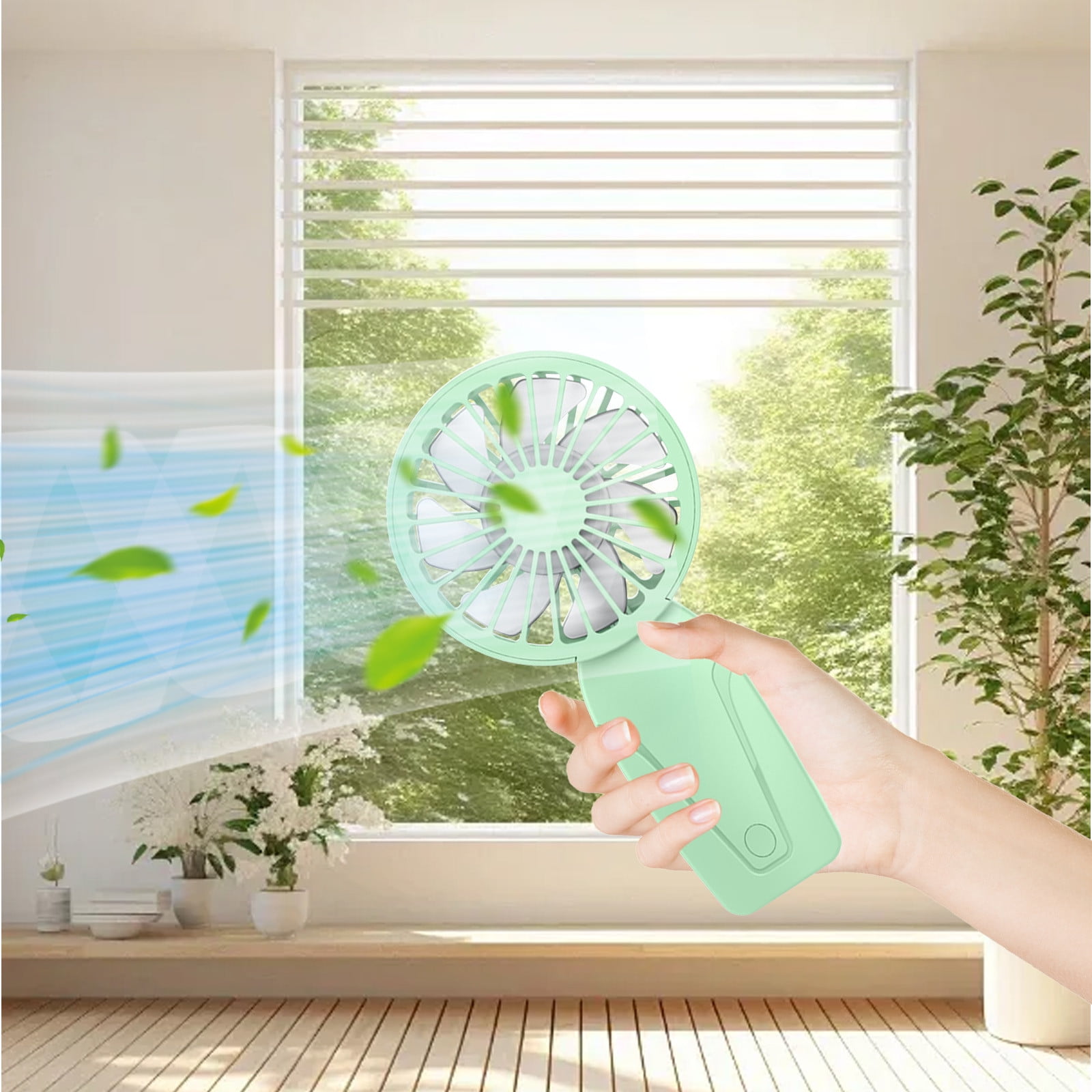 PALIFEUR Mini Handheld Fan, Cute Lightweight Portable Fan, USB Charging Mini Fan for Girl & Women Summer Gift, 3 Speed Small Hand Fan for Travel School Home Beach, 5.9x2.95 Inch Green - Image 7