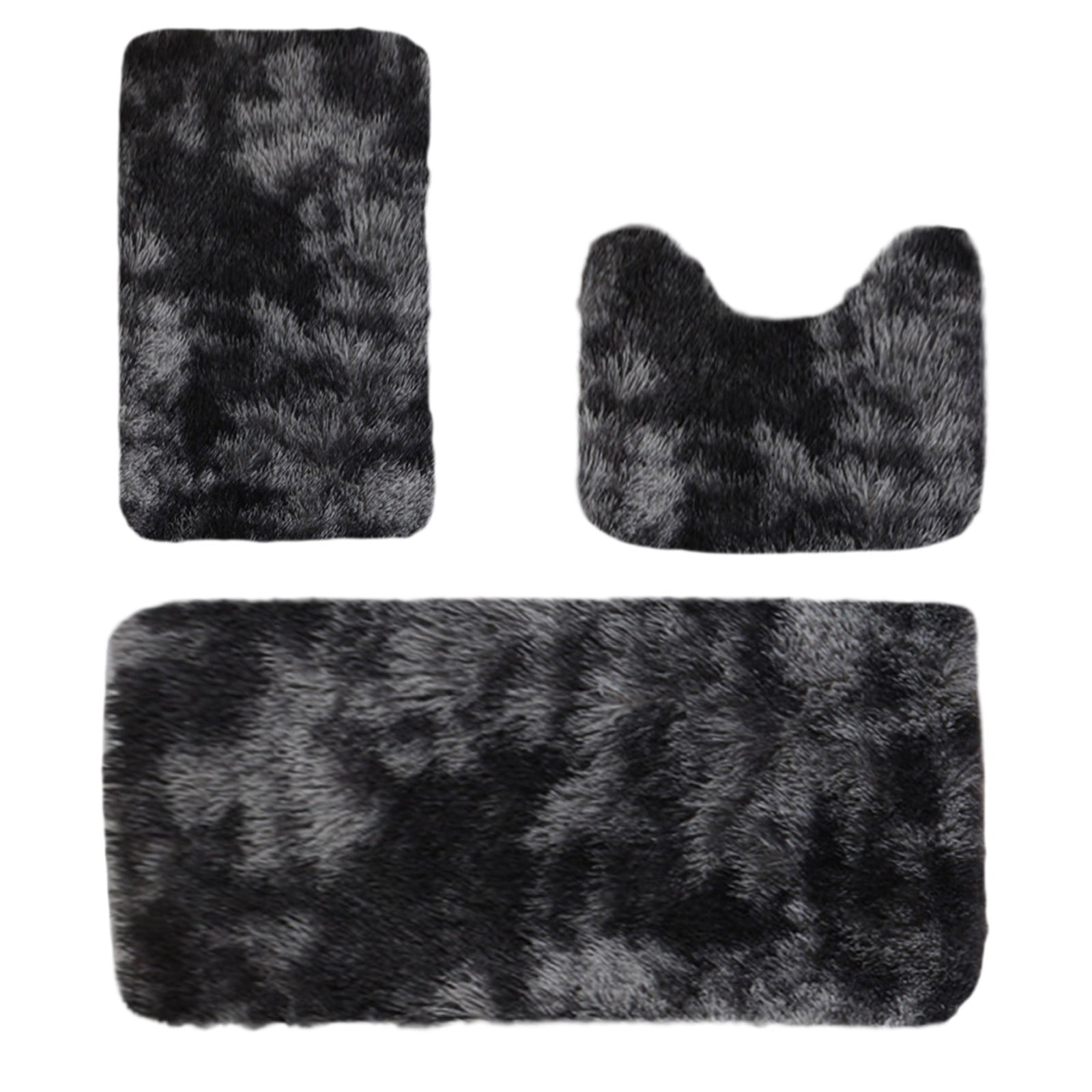 Tyidzon 5Pc Bath Mats for Bathroom, Quick-Dry Bathroom Rugs Sets Washable Non-Slip Bath Mat Ultra Soft Absorbent with U-Shaped Toilet for Bathroom, Tub, Shower, Gray 01-Black - Image 8