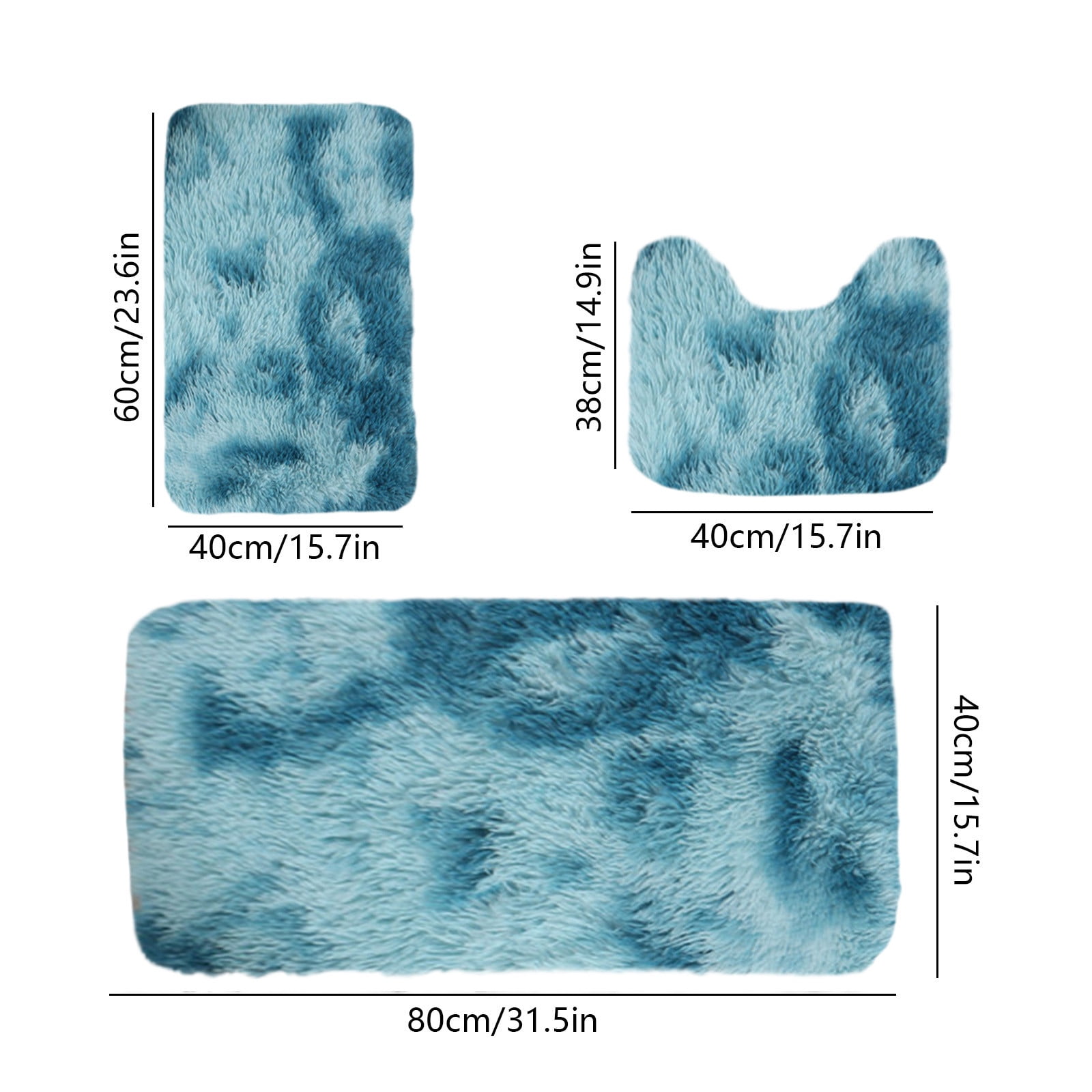 Tyidzon 5Pc Bath Mats for Bathroom, Quick-Dry Bathroom Rugs Sets Washable Non-Slip Bath Mat Ultra Soft Absorbent with U-Shaped Toilet for Bathroom, Tub, Shower, Gray 01-Blue - Image 3