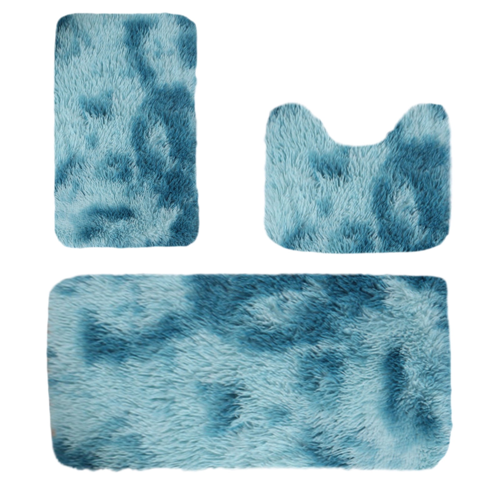 Tyidzon 5Pc Bath Mats for Bathroom, Quick-Dry Bathroom Rugs Sets Washable Non-Slip Bath Mat Ultra Soft Absorbent with U-Shaped Toilet for Bathroom, Tub, Shower, Gray 01-Blue - Image 8