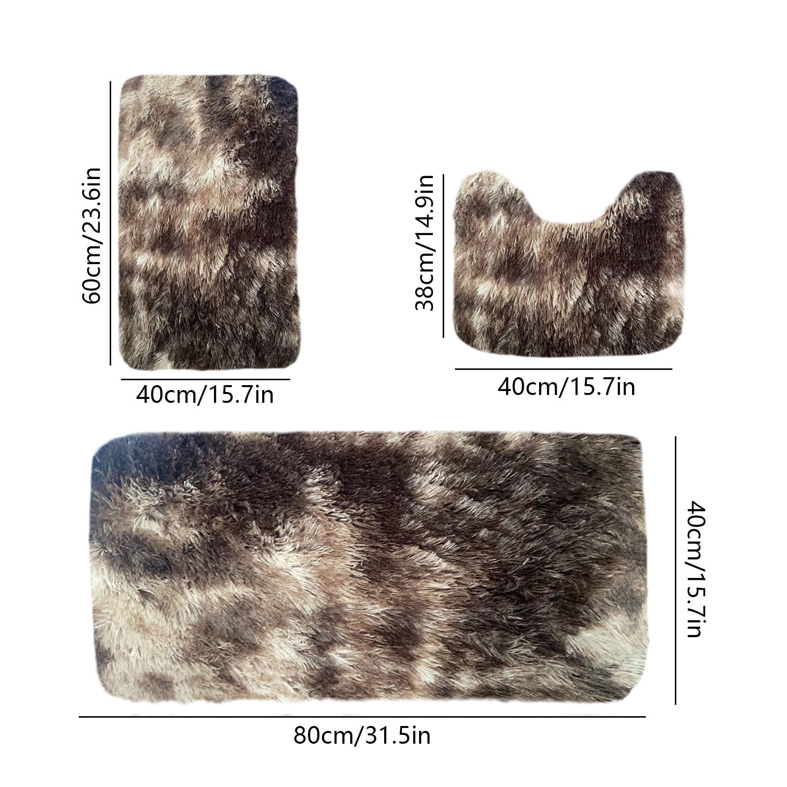 Tyidzon 5Pc Bath Mats for Bathroom, Quick-Dry Bathroom Rugs Sets Washable Non-Slip Bath Mat Ultra Soft Absorbent with U-Shaped Toilet for Bathroom, Tub, Shower, Gray 01-Brown - Image 3