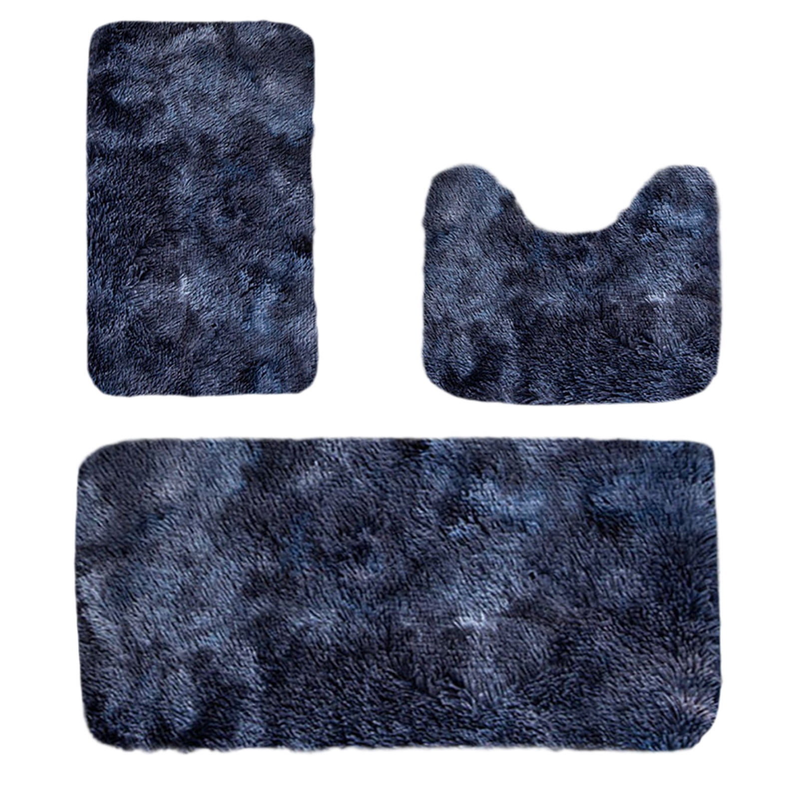 Tyidzon 5Pc Bath Mats for Bathroom, Quick-Dry Bathroom Rugs Sets Washable Non-Slip Bath Mat Ultra Soft Absorbent with U-Shaped Toilet for Bathroom, Tub, Shower, Gray 01-Dark Blue - Image 8