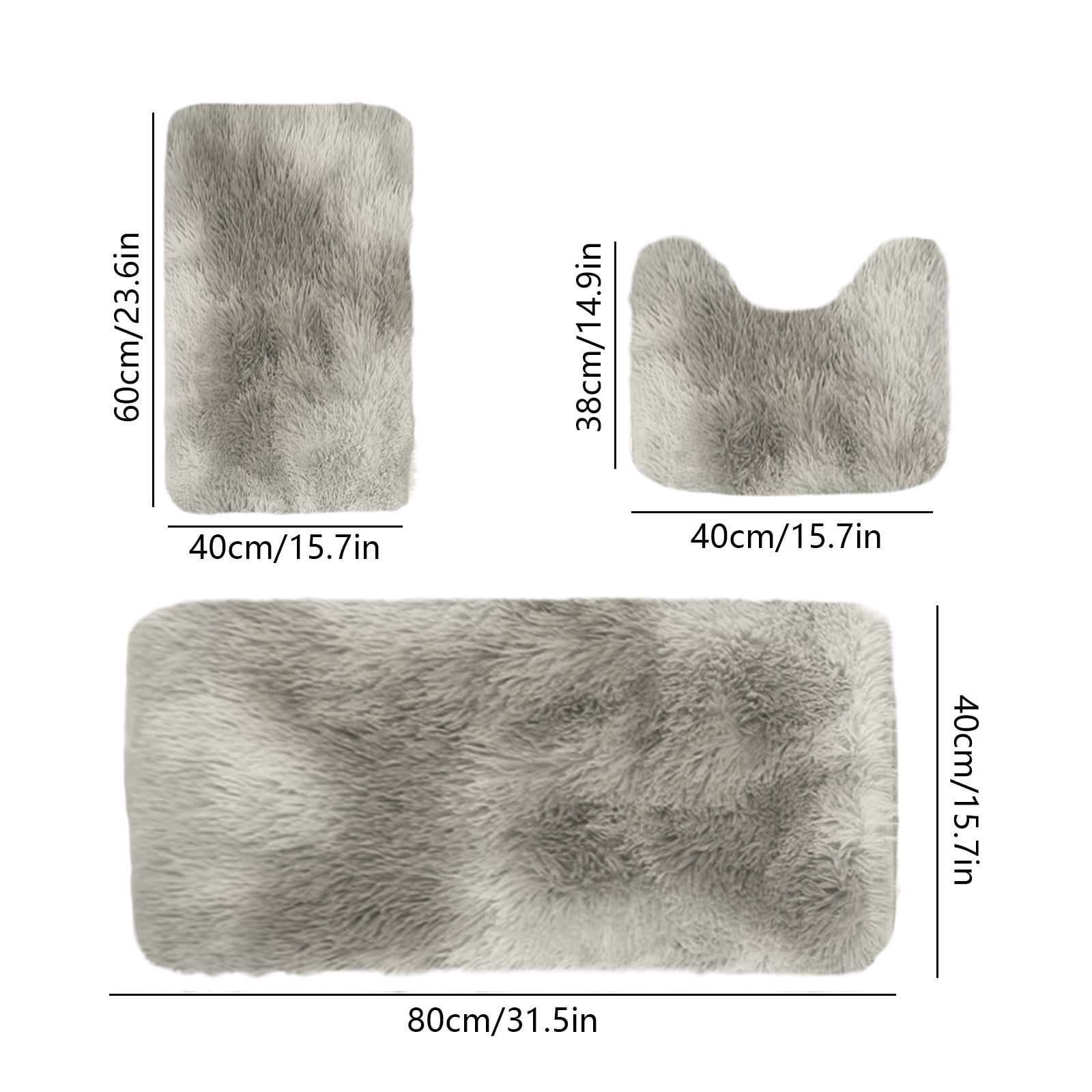 Tyidzon 5Pc Bath Mats for Bathroom, Quick-Dry Bathroom Rugs Sets Washable Non-Slip Bath Mat Ultra Soft Absorbent with U-Shaped Toilet for Bathroom, Tub, Shower, Gray 01-Gray - Image 3