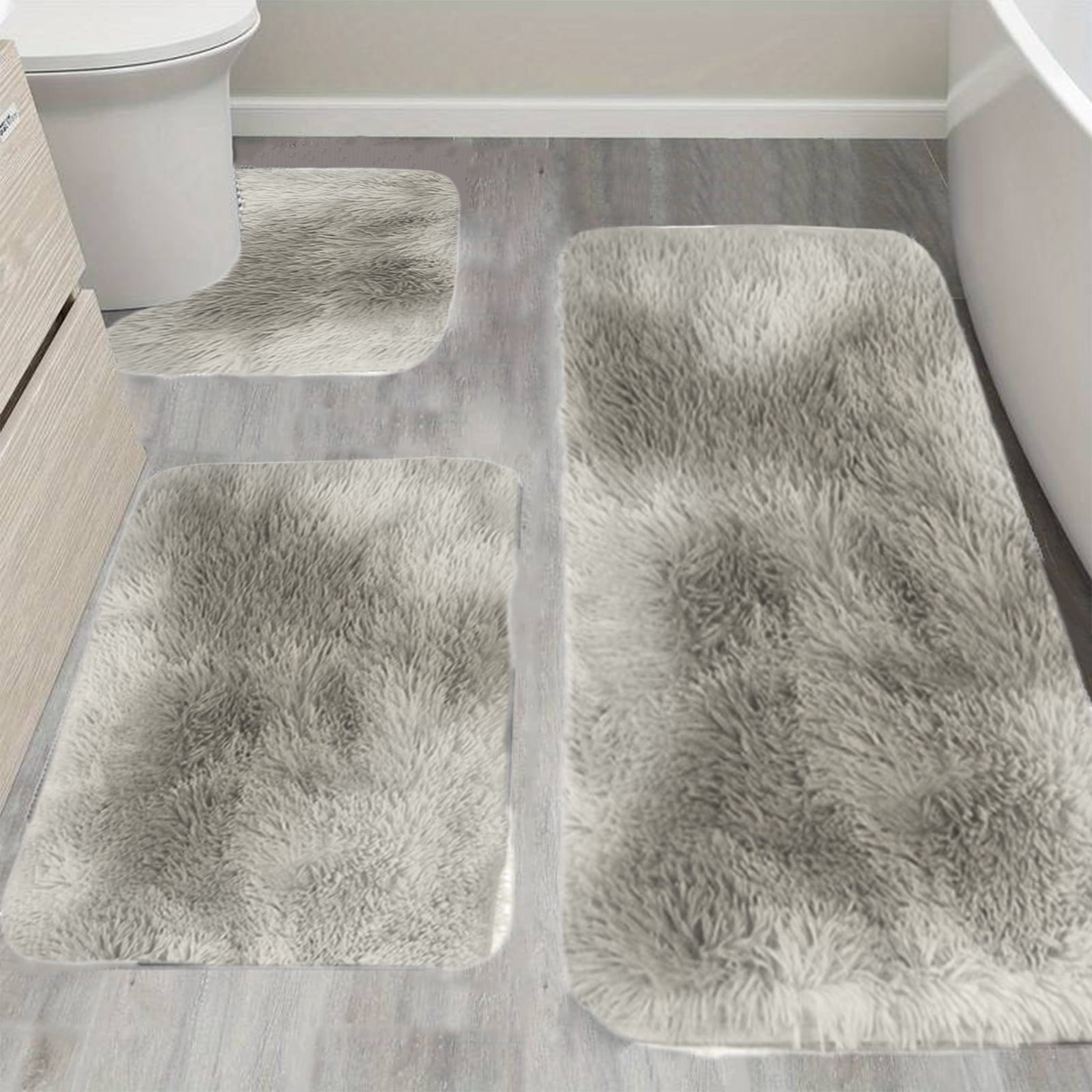 Tyidzon 5Pc Bath Mats for Bathroom, Quick-Dry Bathroom Rugs Sets Washable Non-Slip Bath Mat Ultra Soft Absorbent with U-Shaped Toilet for Bathroom, Tub, Shower, Gray 01-Gray - Image 5