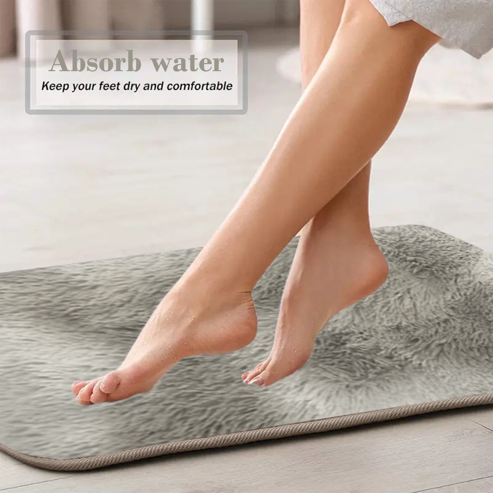 Tyidzon 5Pc Bath Mats for Bathroom, Quick-Dry Bathroom Rugs Sets Washable Non-Slip Bath Mat Ultra Soft Absorbent with U-Shaped Toilet for Bathroom, Tub, Shower, Gray 01-Gray - Image 6