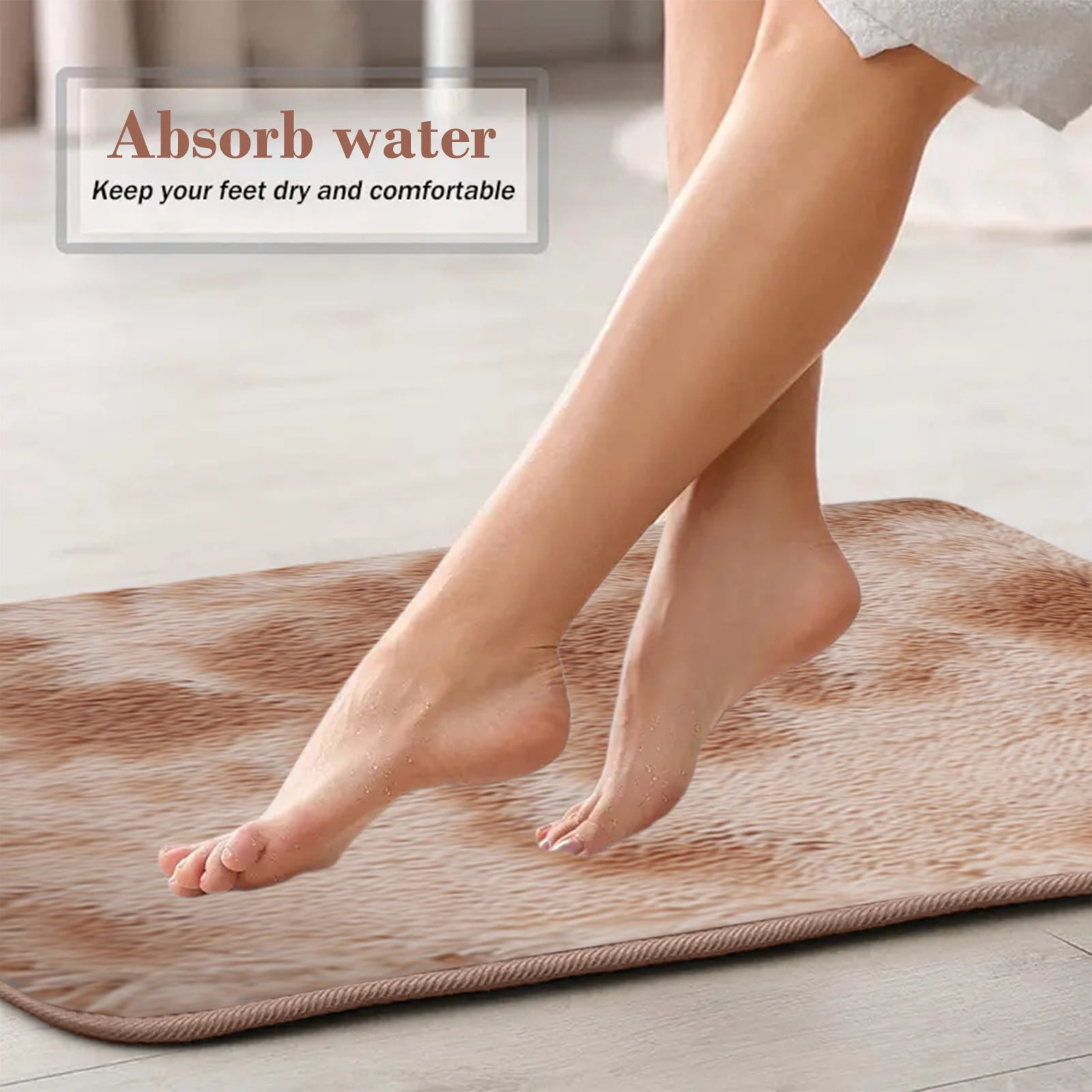 Tyidzon 5Pc Bath Mats for Bathroom, Quick-Dry Bathroom Rugs Sets Washable Non-Slip Bath Mat Ultra Soft Absorbent with U-Shaped Toilet for Bathroom, Tub, Shower, Gray 01-Khaki - Image 6