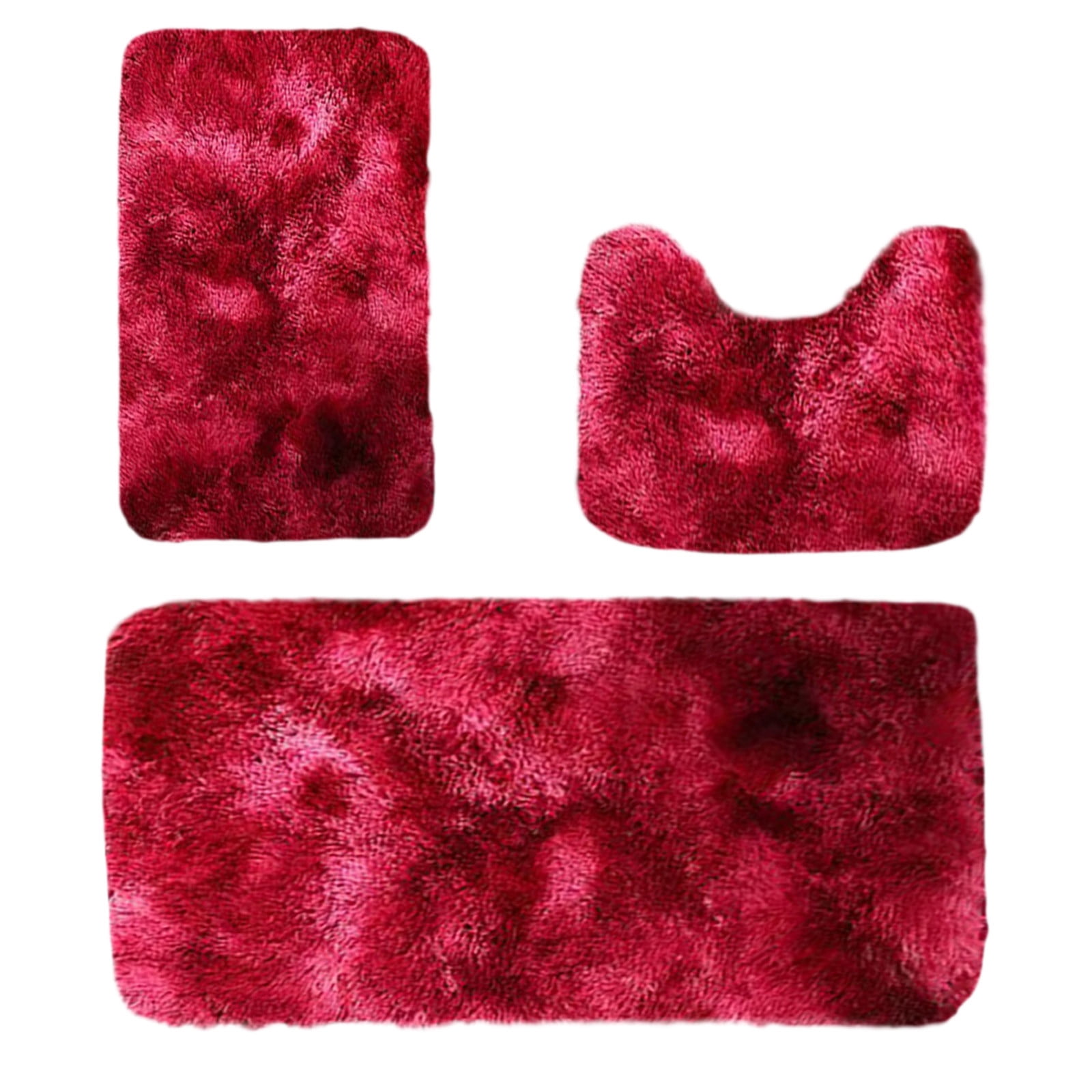 Tyidzon 5Pc Bath Mats for Bathroom, Quick-Dry Bathroom Rugs Sets Washable Non-Slip Bath Mat Ultra Soft Absorbent with U-Shaped Toilet for Bathroom, Tub, Shower, Gray 01-Red - Image 8