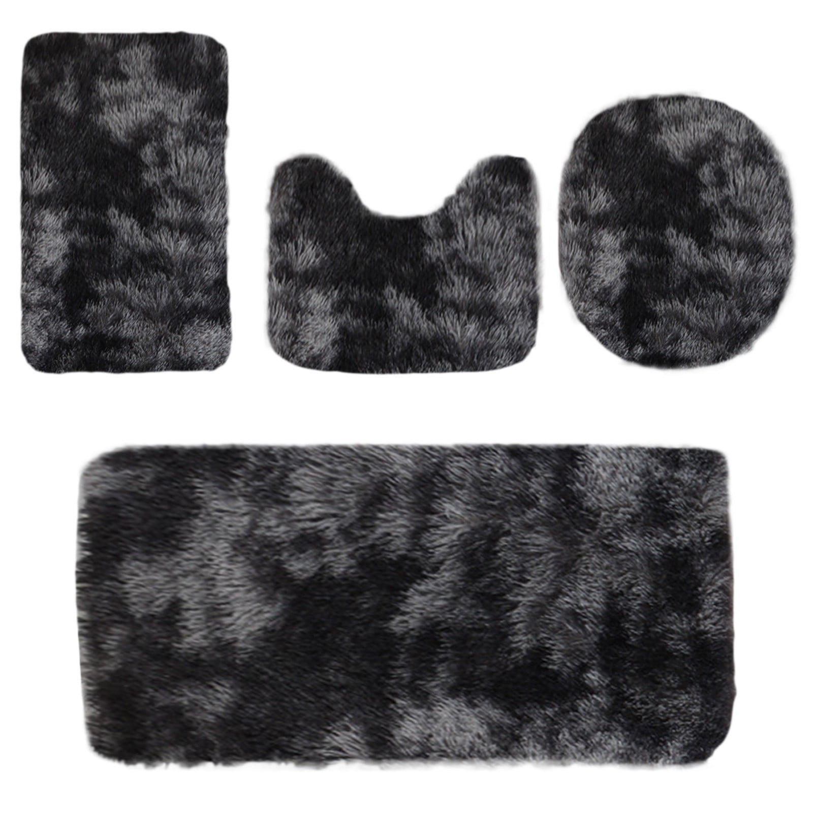 Tyidzon 5Pc Bath Mats for Bathroom, Quick-Dry Bathroom Rugs Sets Washable Non-Slip Bath Mat Ultra Soft Absorbent with U-Shaped Toilet for Bathroom, Tub, Shower, Gray 02-Black - Image 8
