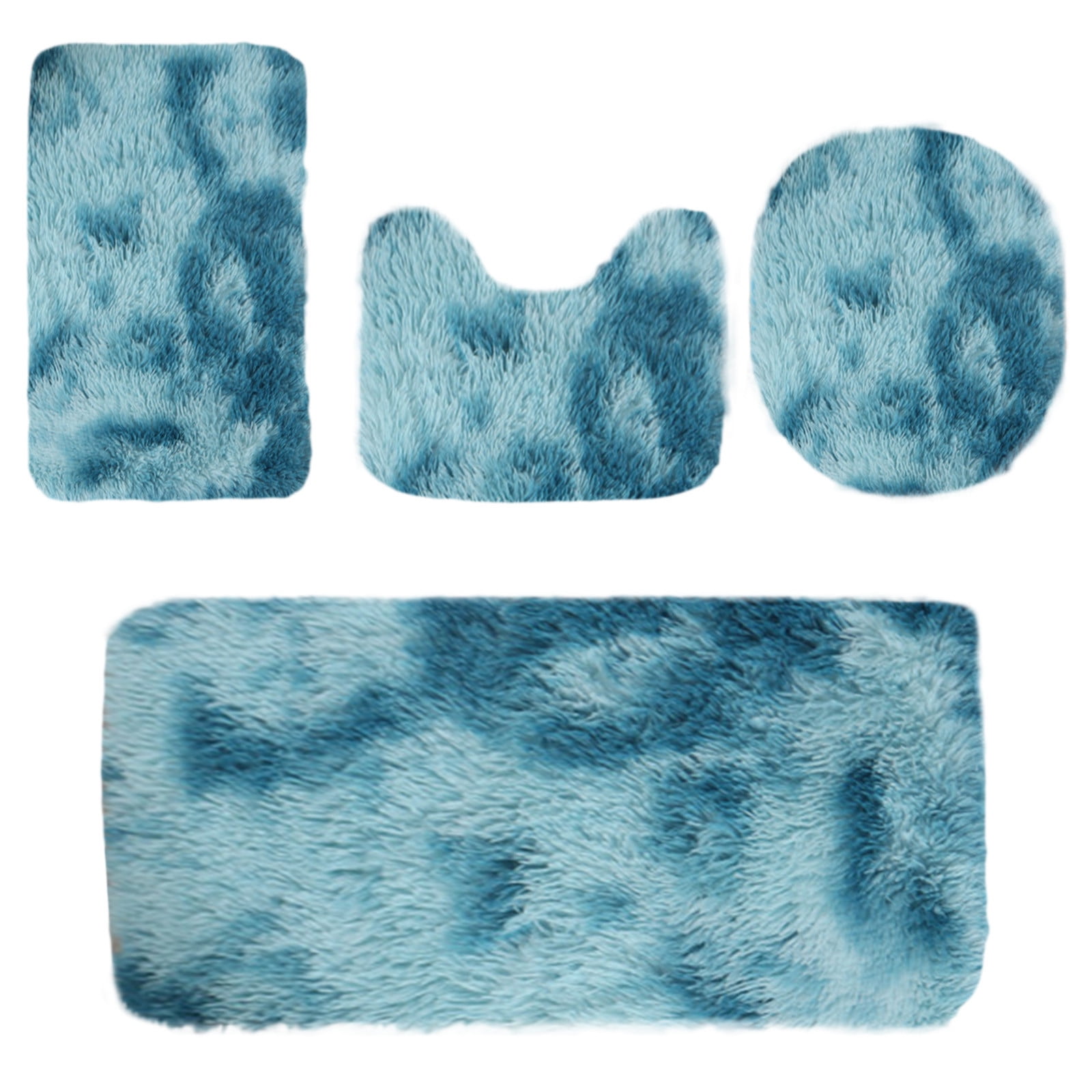 Tyidzon 5Pc Bath Mats for Bathroom, Quick-Dry Bathroom Rugs Sets Washable Non-Slip Bath Mat Ultra Soft Absorbent with U-Shaped Toilet for Bathroom, Tub, Shower, Gray 02-Blue - Image 8