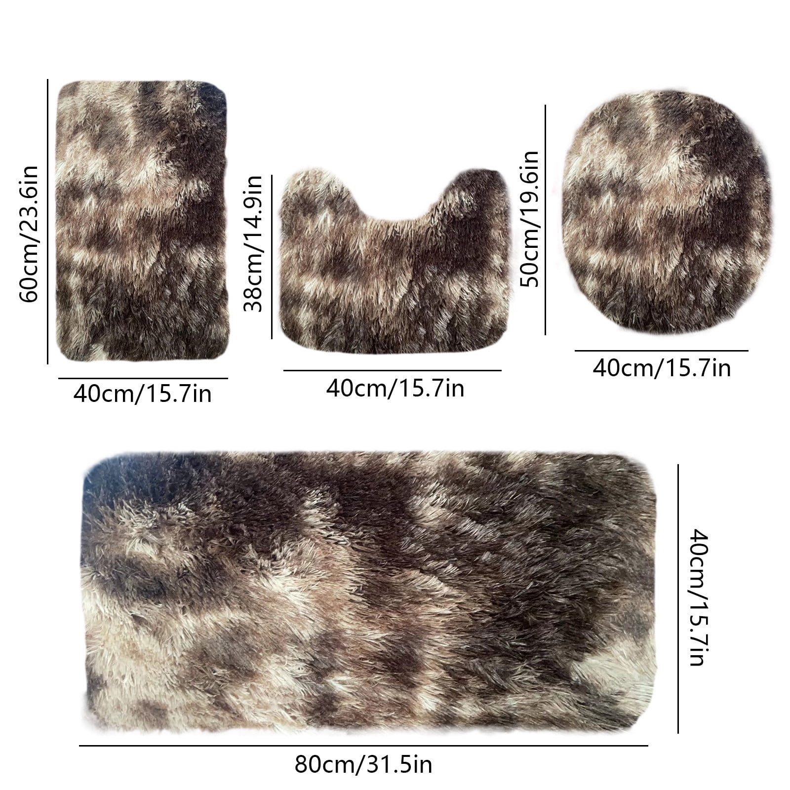 Tyidzon 5Pc Bath Mats for Bathroom, Quick-Dry Bathroom Rugs Sets Washable Non-Slip Bath Mat Ultra Soft Absorbent with U-Shaped Toilet for Bathroom, Tub, Shower, Gray 02-Brown - Image 3