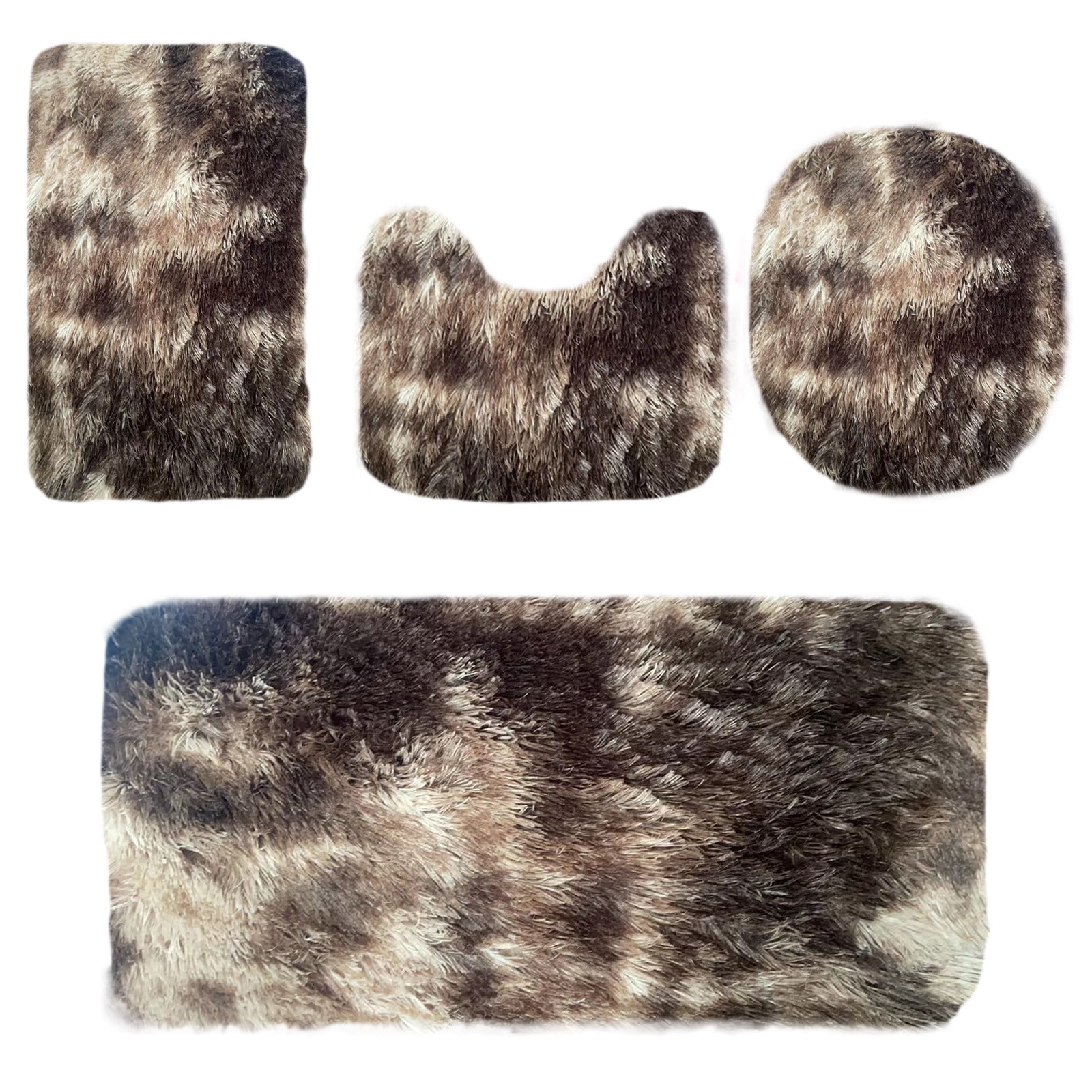 Tyidzon 5Pc Bath Mats for Bathroom, Quick-Dry Bathroom Rugs Sets Washable Non-Slip Bath Mat Ultra Soft Absorbent with U-Shaped Toilet for Bathroom, Tub, Shower, Gray 02-Brown - Image 8