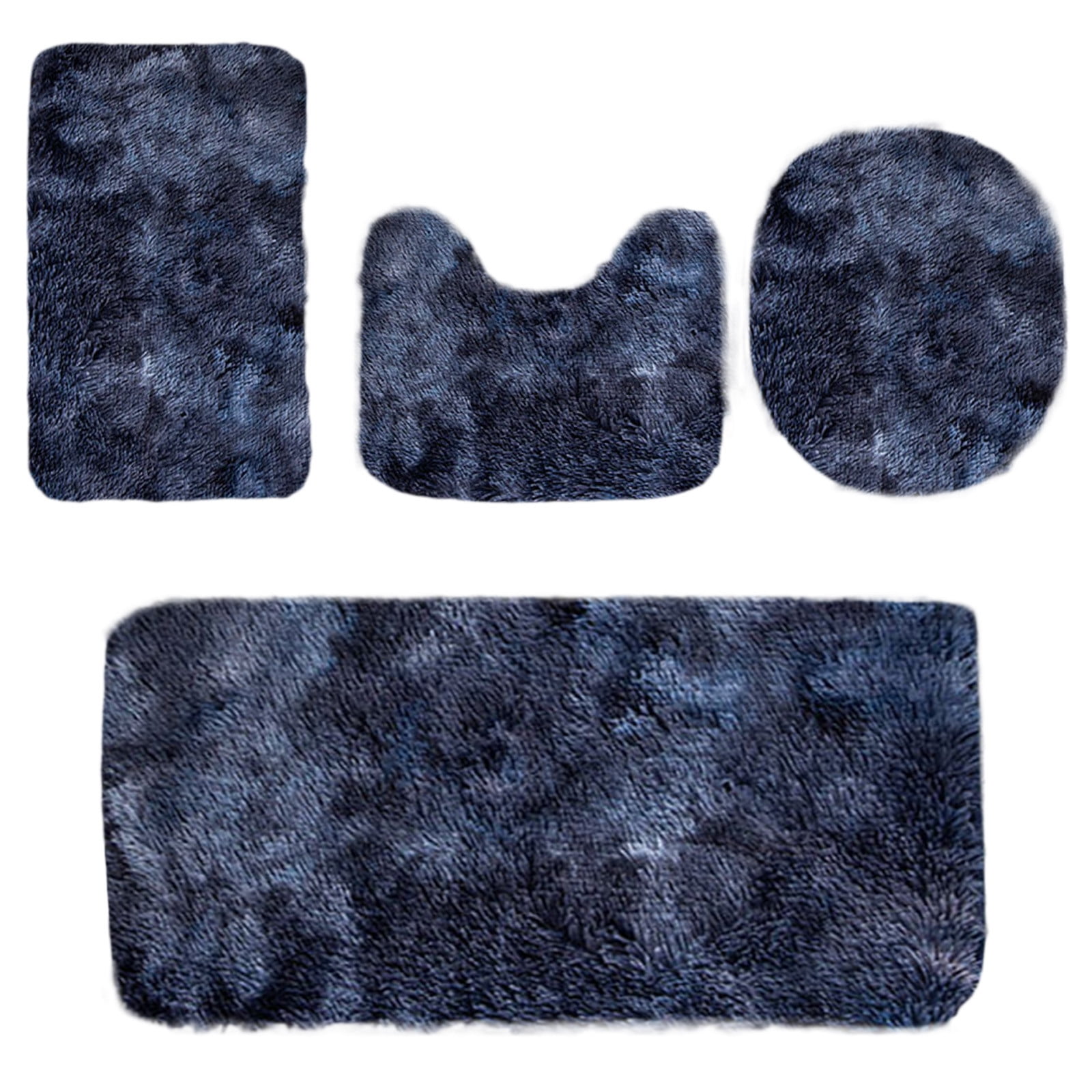 Tyidzon 5Pc Bath Mats for Bathroom, Quick-Dry Bathroom Rugs Sets Washable Non-Slip Bath Mat Ultra Soft Absorbent with U-Shaped Toilet for Bathroom, Tub, Shower, Gray 02-Dark Blue - Image 8