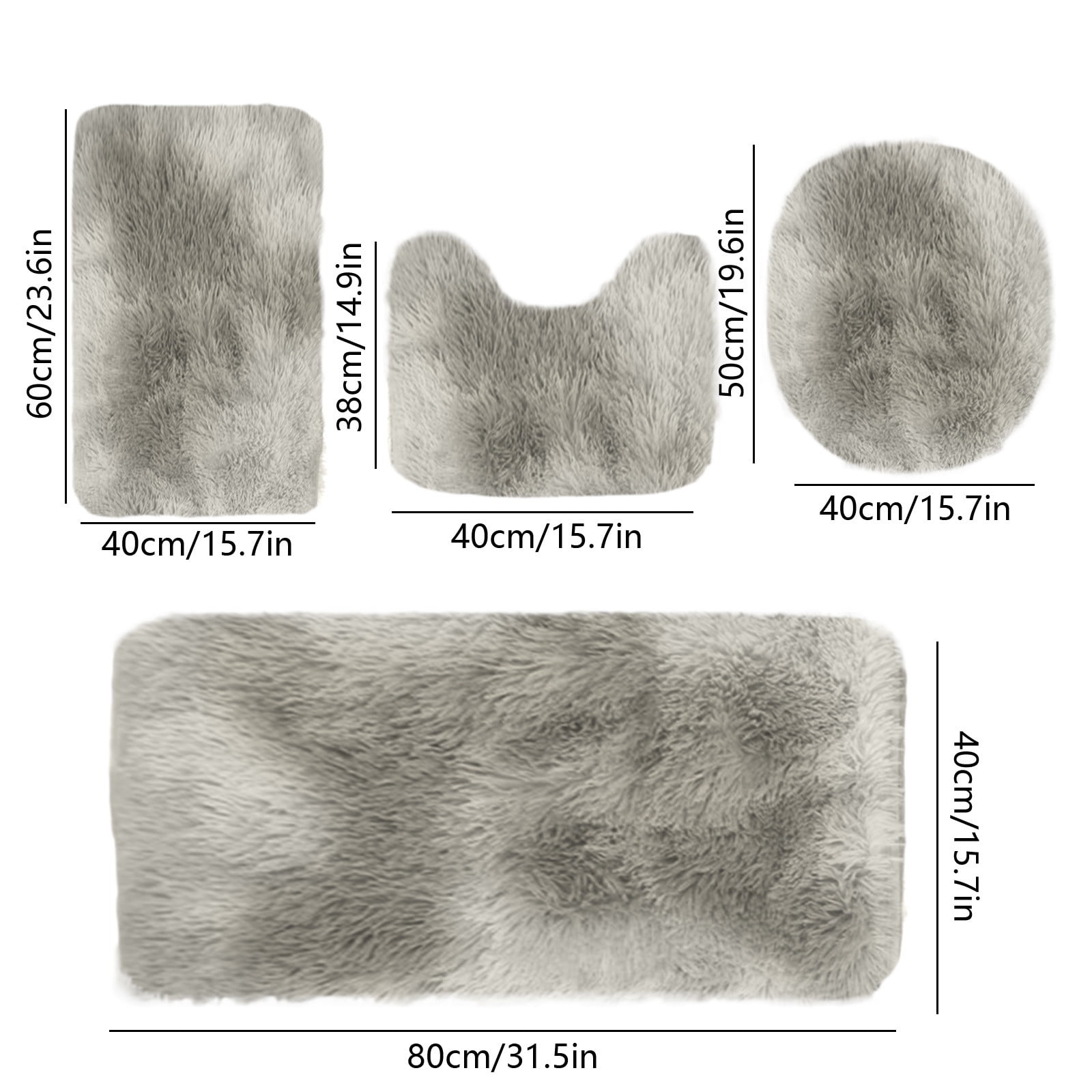 Tyidzon 5Pc Bath Mats for Bathroom, Quick-Dry Bathroom Rugs Sets Washable Non-Slip Bath Mat Ultra Soft Absorbent with U-Shaped Toilet for Bathroom, Tub, Shower, Gray 02-Gray - Image 3